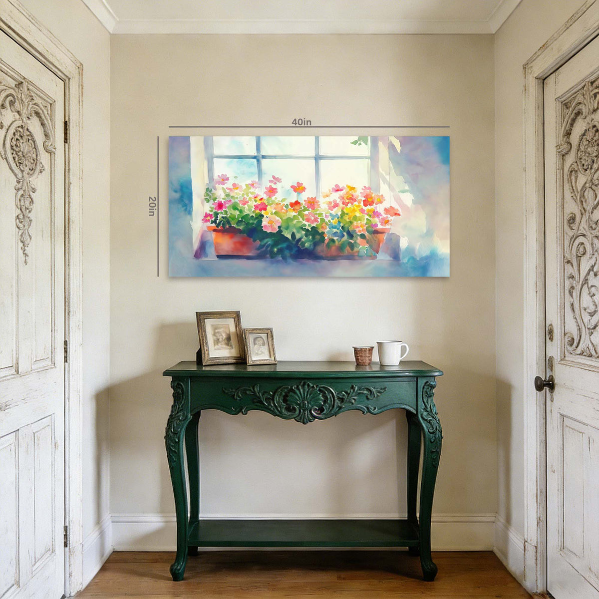 Green Pretty Floral Canvas Wall Art for Living Room Prints Artwork Bedroom Office Decor