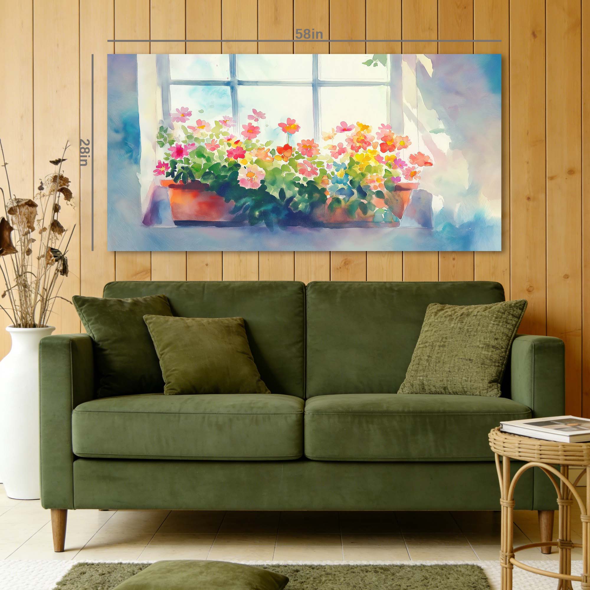 Green Pretty Floral Canvas Wall Art for Living Room Prints Artwork Bedroom Office Decor