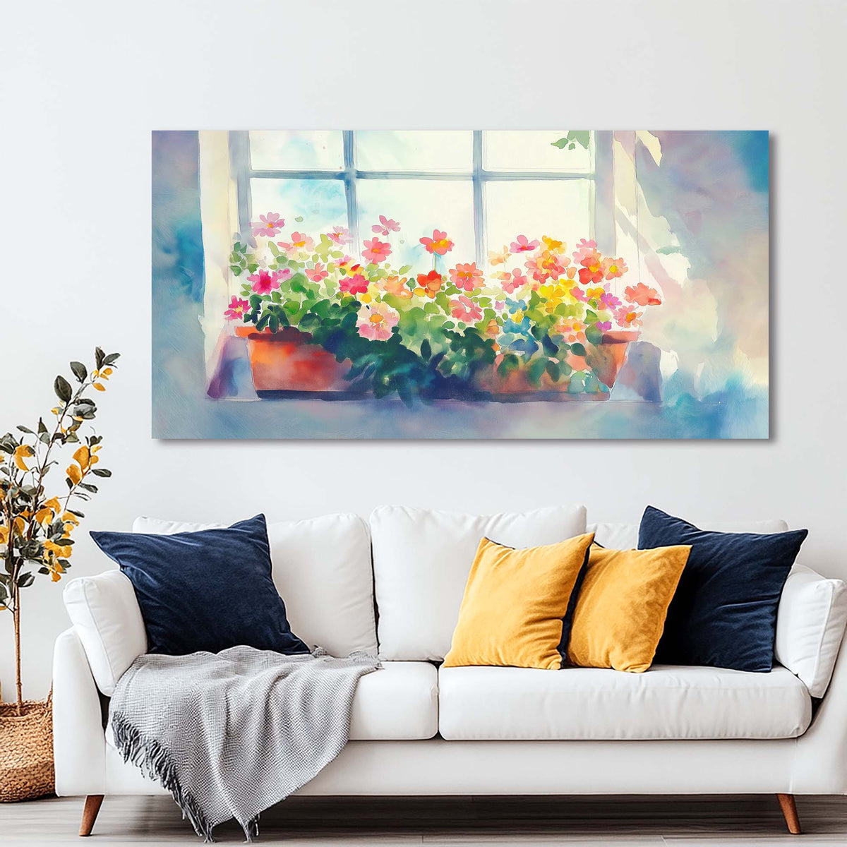 Green Pretty Floral Canvas Wall Art for Living Room Prints Artwork Bedroom Office Decor