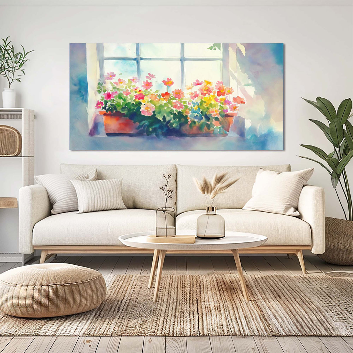 Green Pretty Floral Canvas Wall Art for Living Room Prints Artwork Bedroom Office Decor