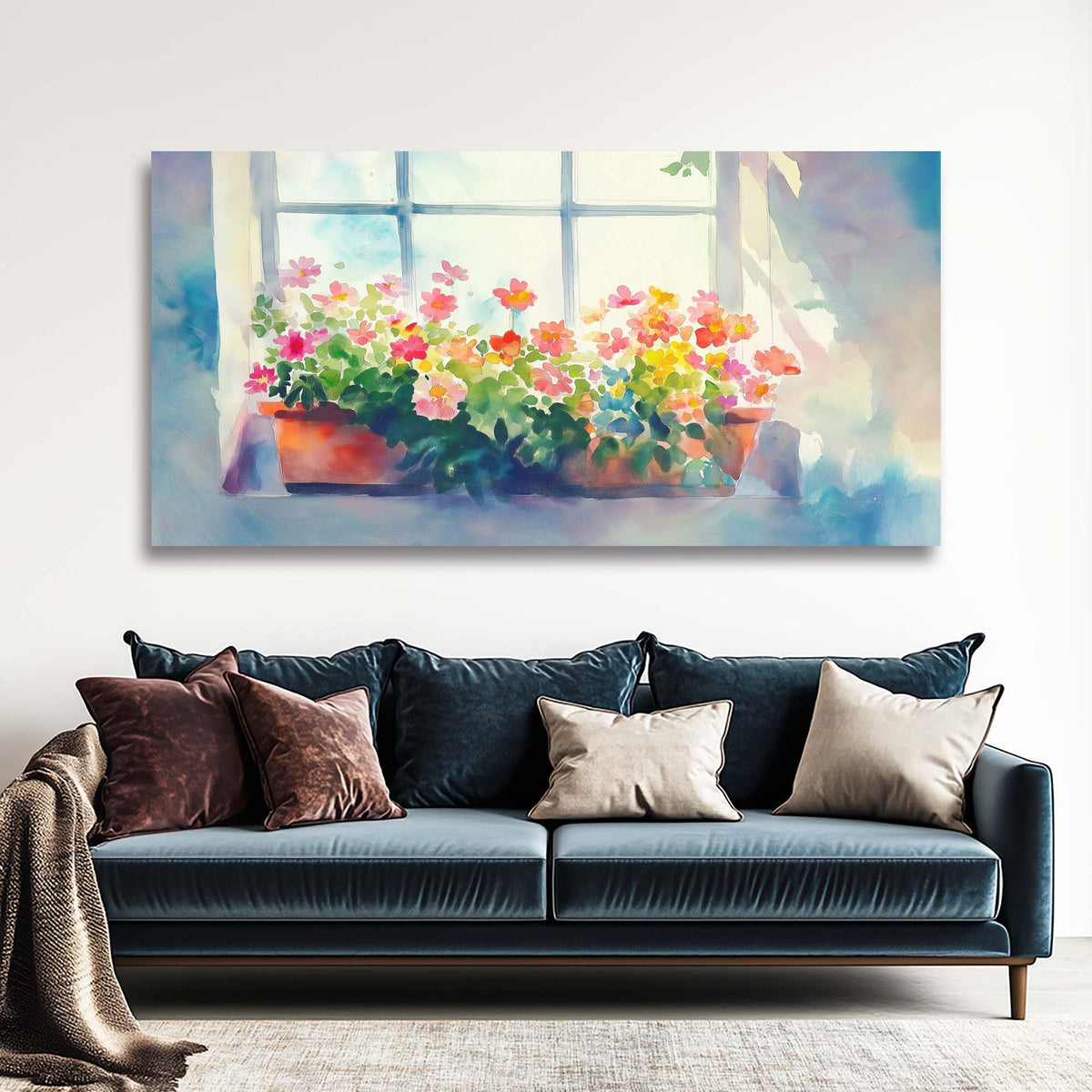 Green Pretty Floral Canvas Wall Art for Living Room Prints Artwork Bedroom Office Decor