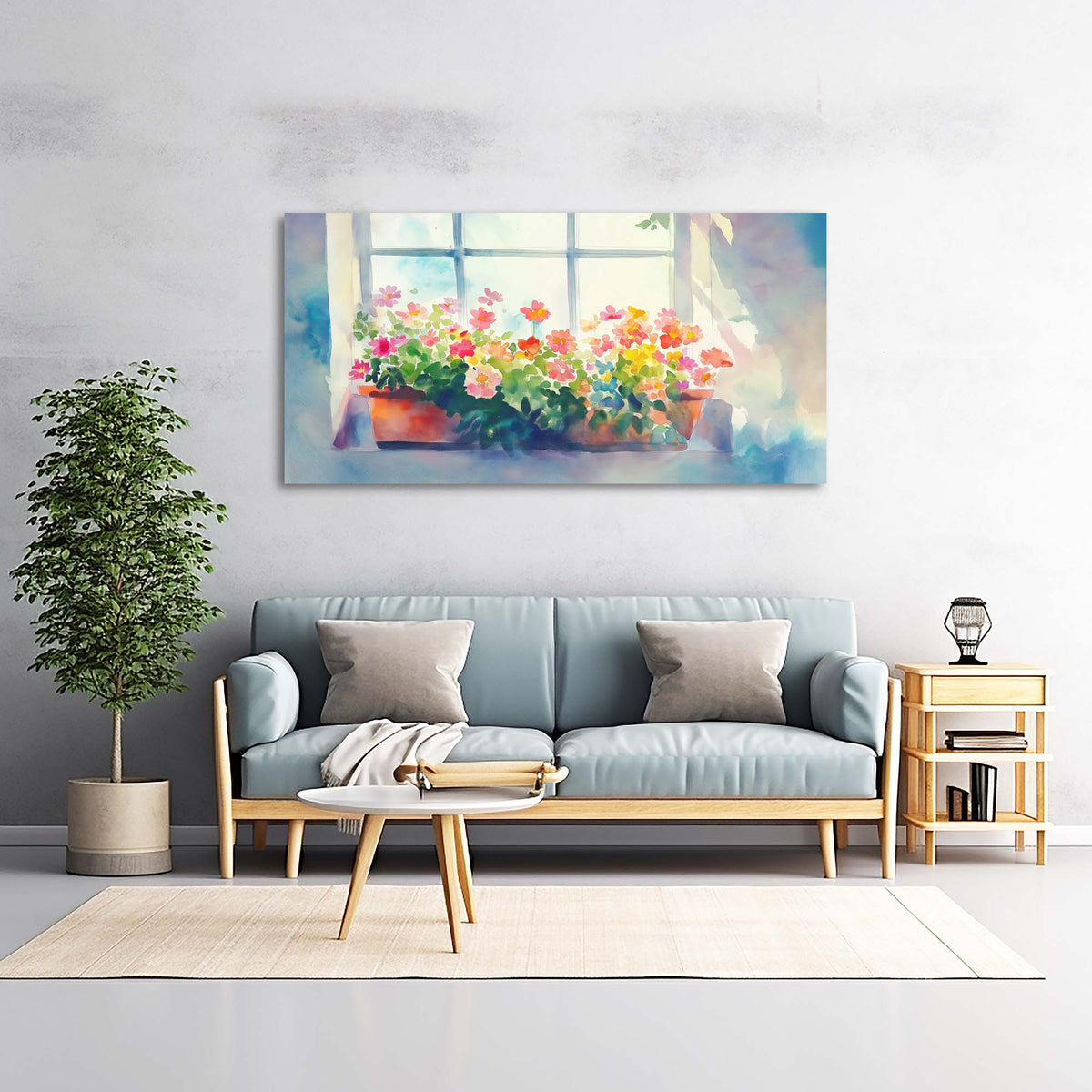 Green Pretty Floral Canvas Wall Art for Living Room Prints Artwork Bedroom Office Decor