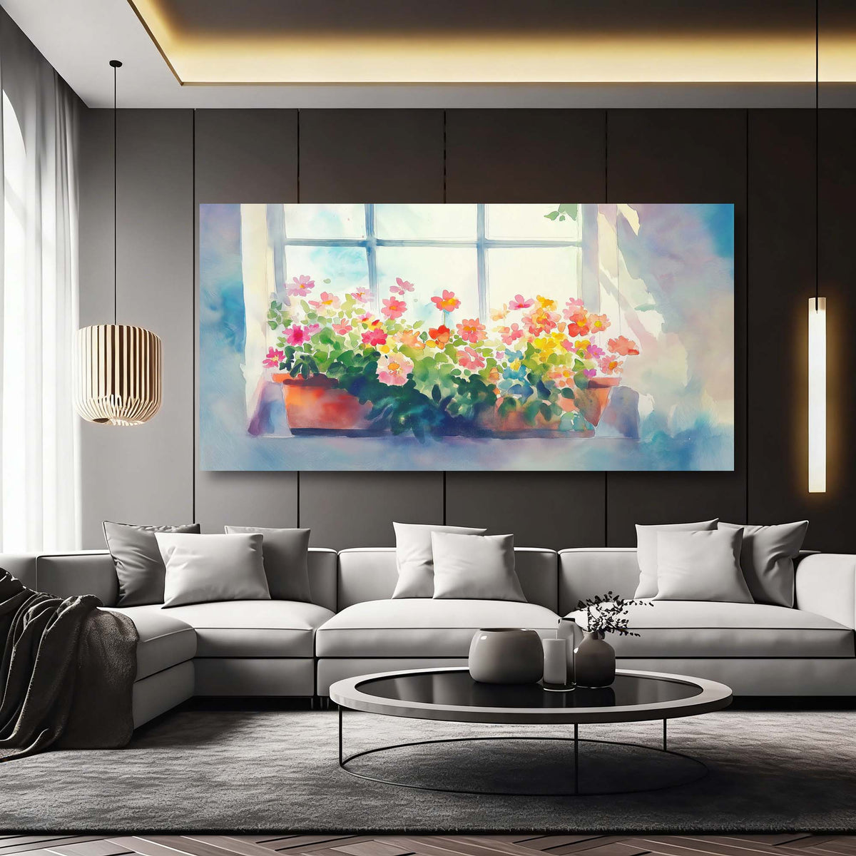 Green Pretty Floral Canvas Wall Art for Living Room Prints Artwork Bedroom Office Decor