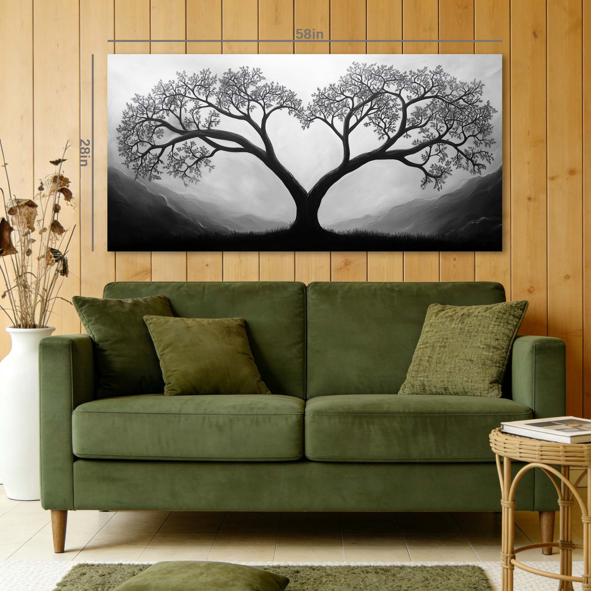 White Black and White Nature Wall Art for Living Room Canvas Painting Prints Artwork Family Bedroom Office Decor