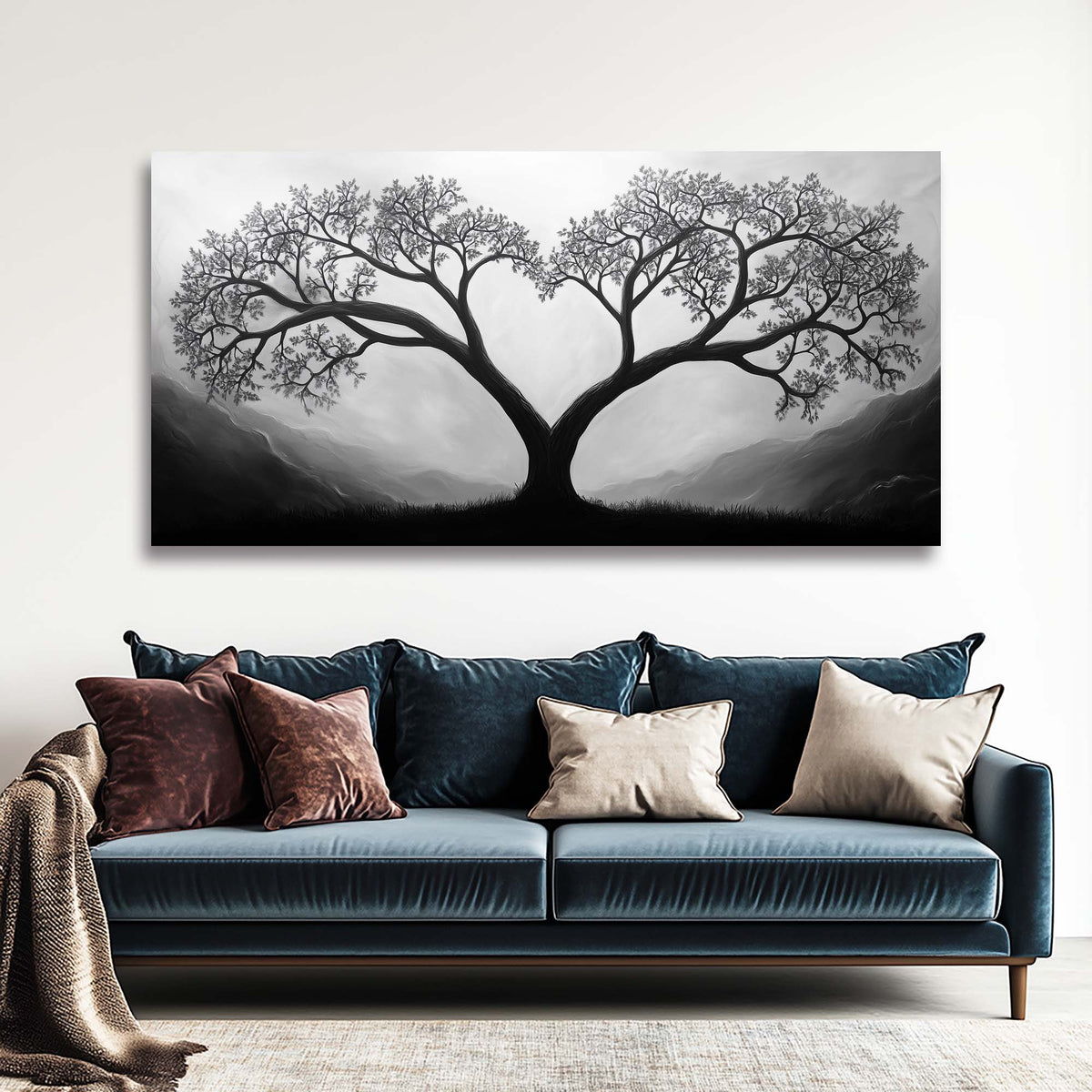 White Black and White Nature Wall Art for Living Room Canvas Painting Prints Artwork Family Bedroom Office Decor