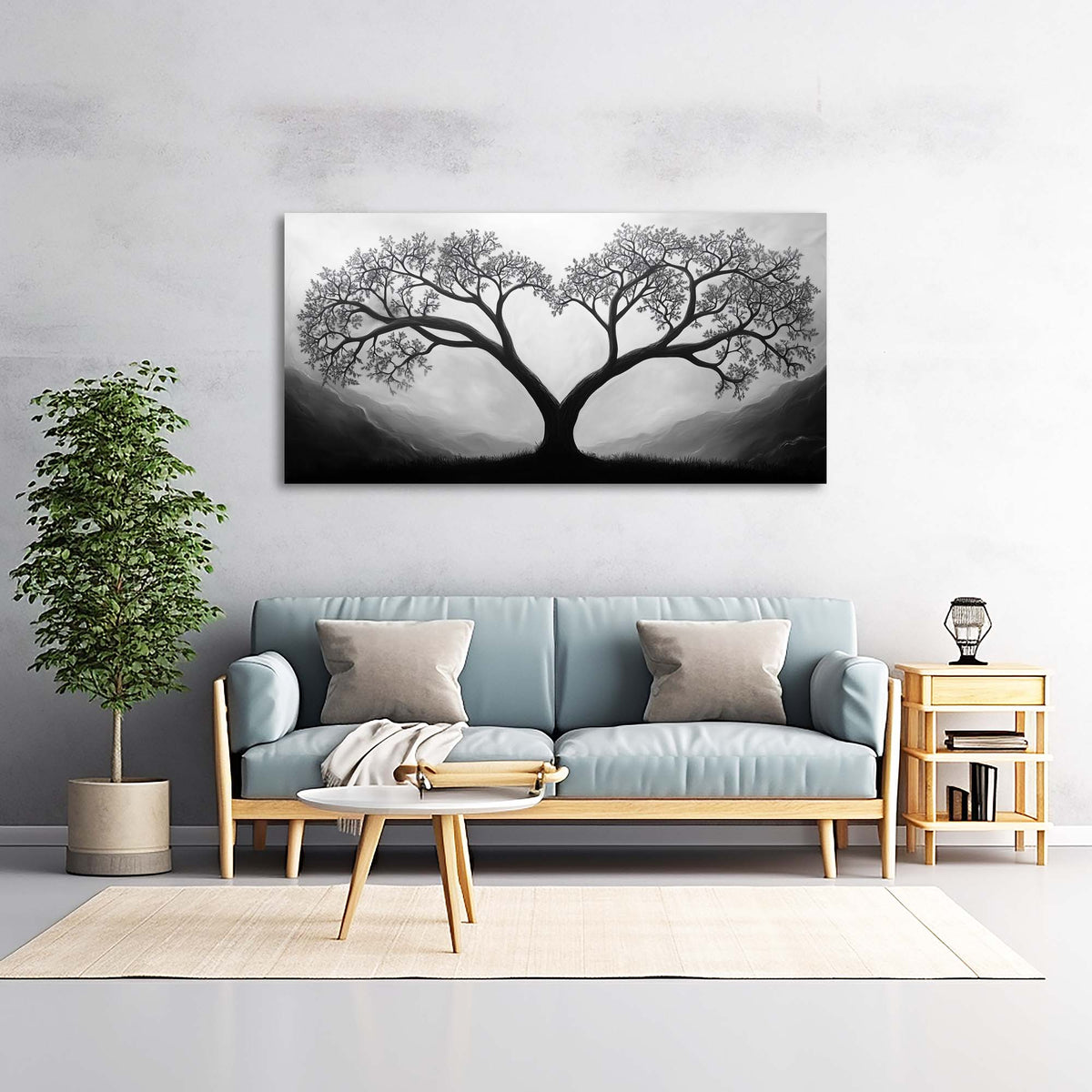 White Black and White Nature Wall Art for Living Room Canvas Painting Prints Artwork Family Bedroom Office Decor