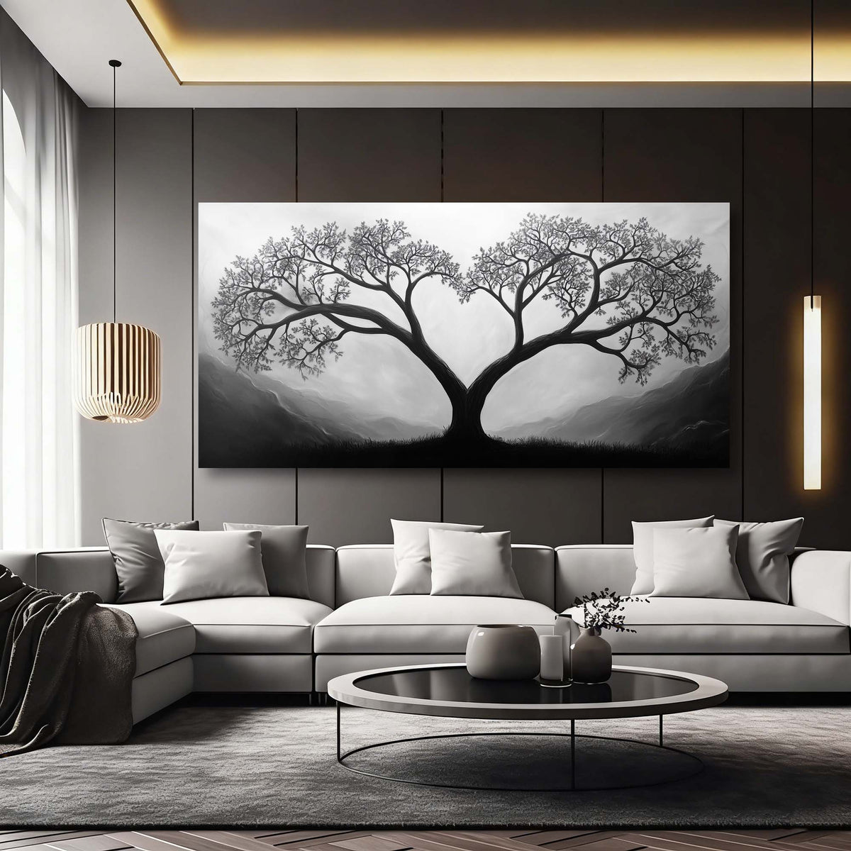 White Black and White Nature Wall Art for Living Room Canvas Painting Prints Artwork Family Bedroom Office Decor