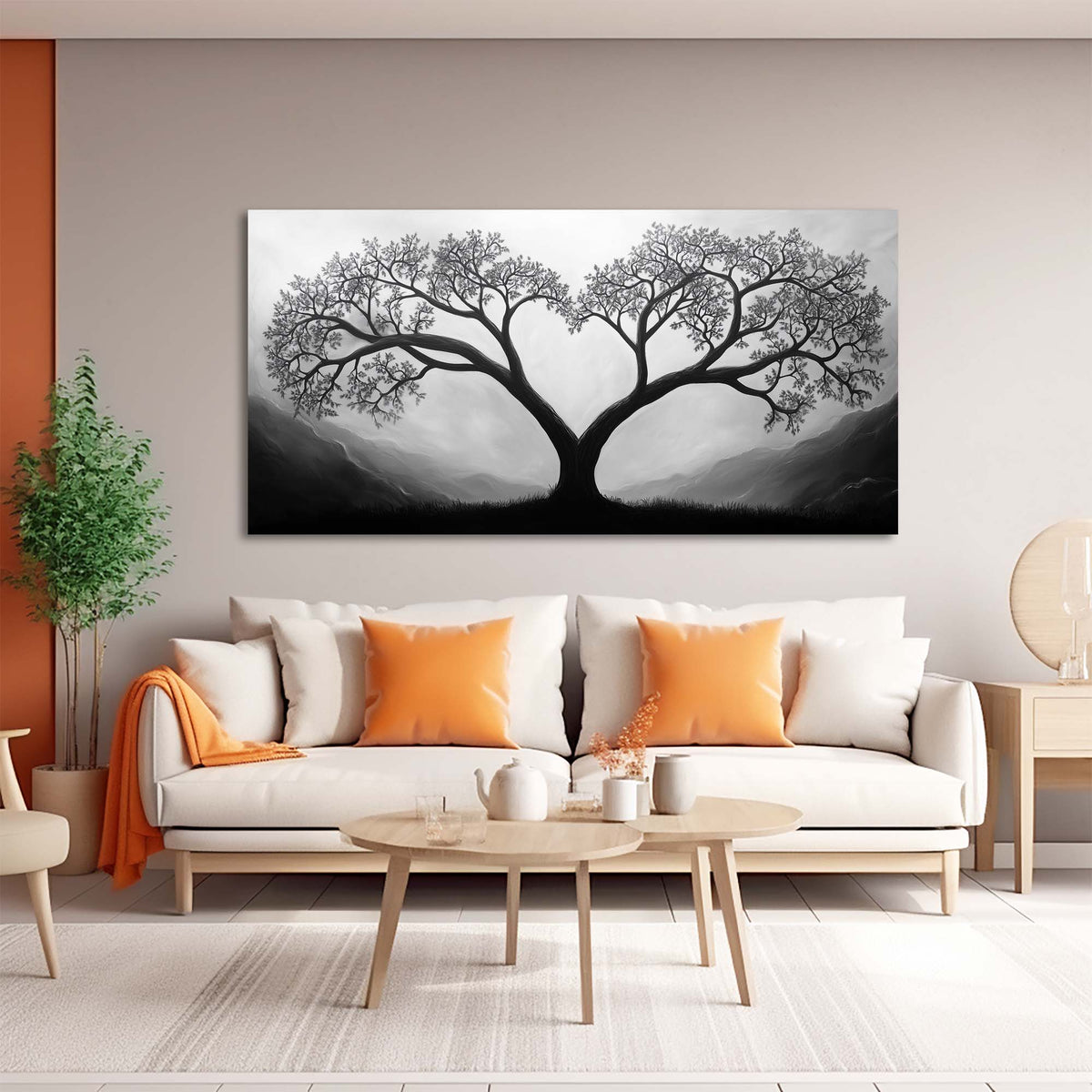 White Black and White Nature Wall Art for Living Room Canvas Painting Prints Artwork Family Bedroom Office Decor
