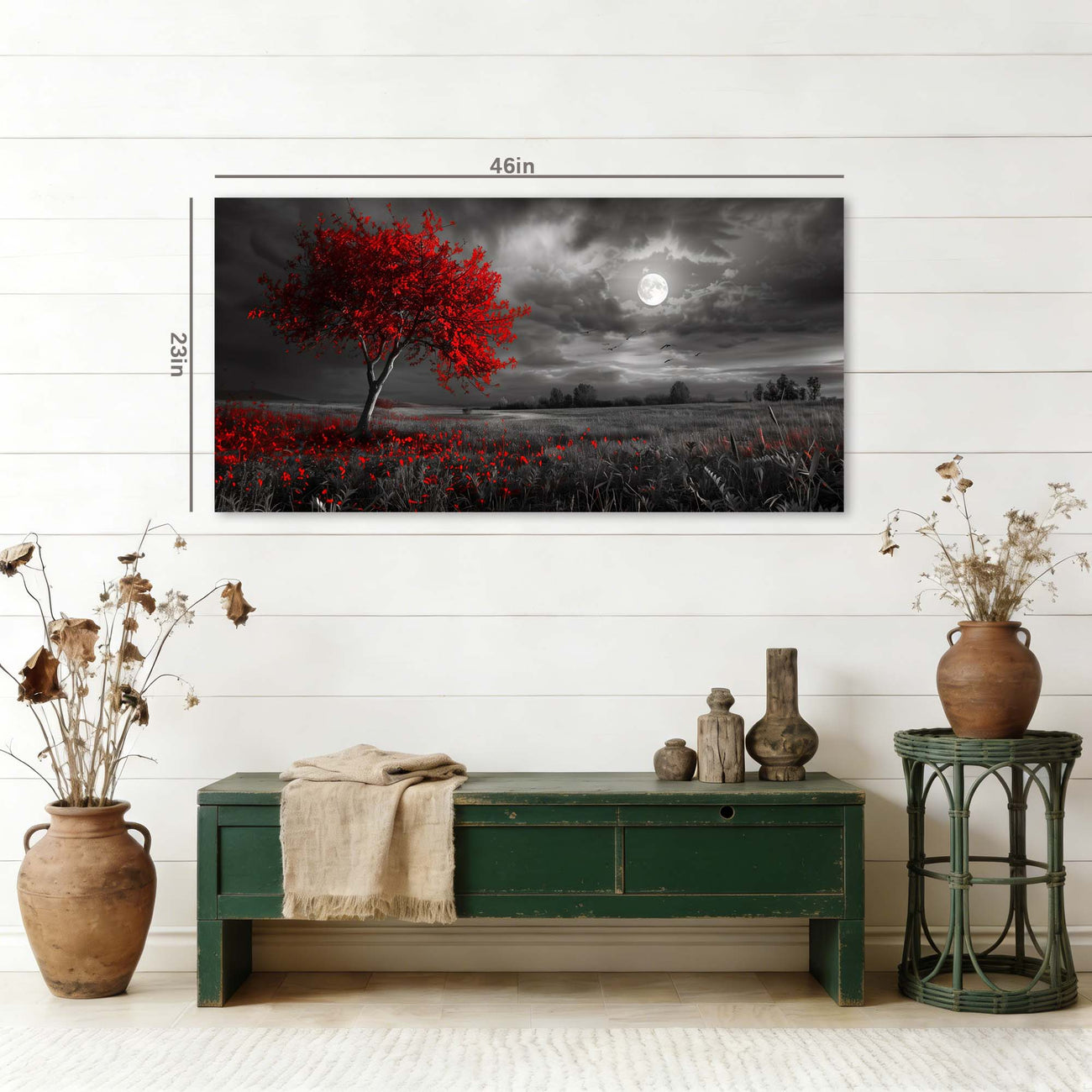 Red Floral Nature Wall Art Modern Canvas Painting Prints Artwork Office Hallway Bedroom Living Room Decor