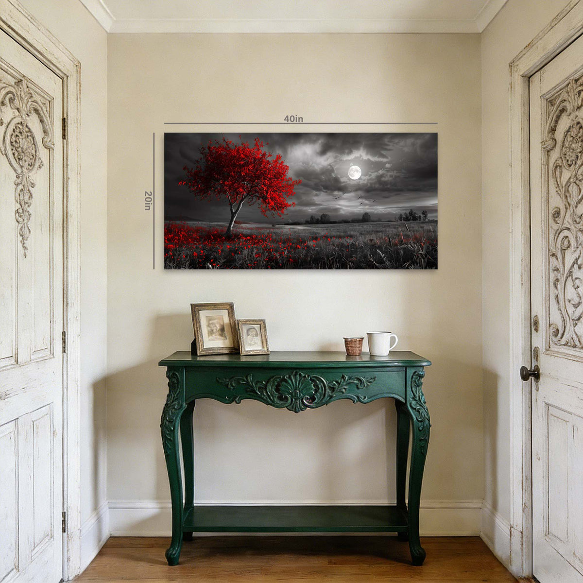 Red Floral Nature Wall Art Modern Canvas Painting Prints Artwork Office Hallway Bedroom Living Room Decor