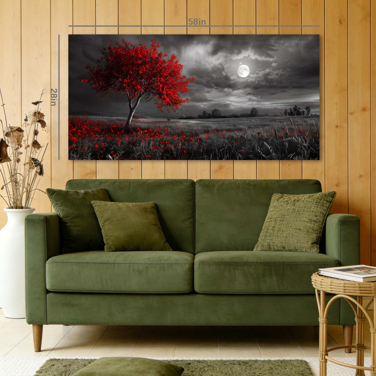 Red Floral Nature Wall Art Modern Canvas Painting Prints Artwork Office Hallway Bedroom Living Room Decor