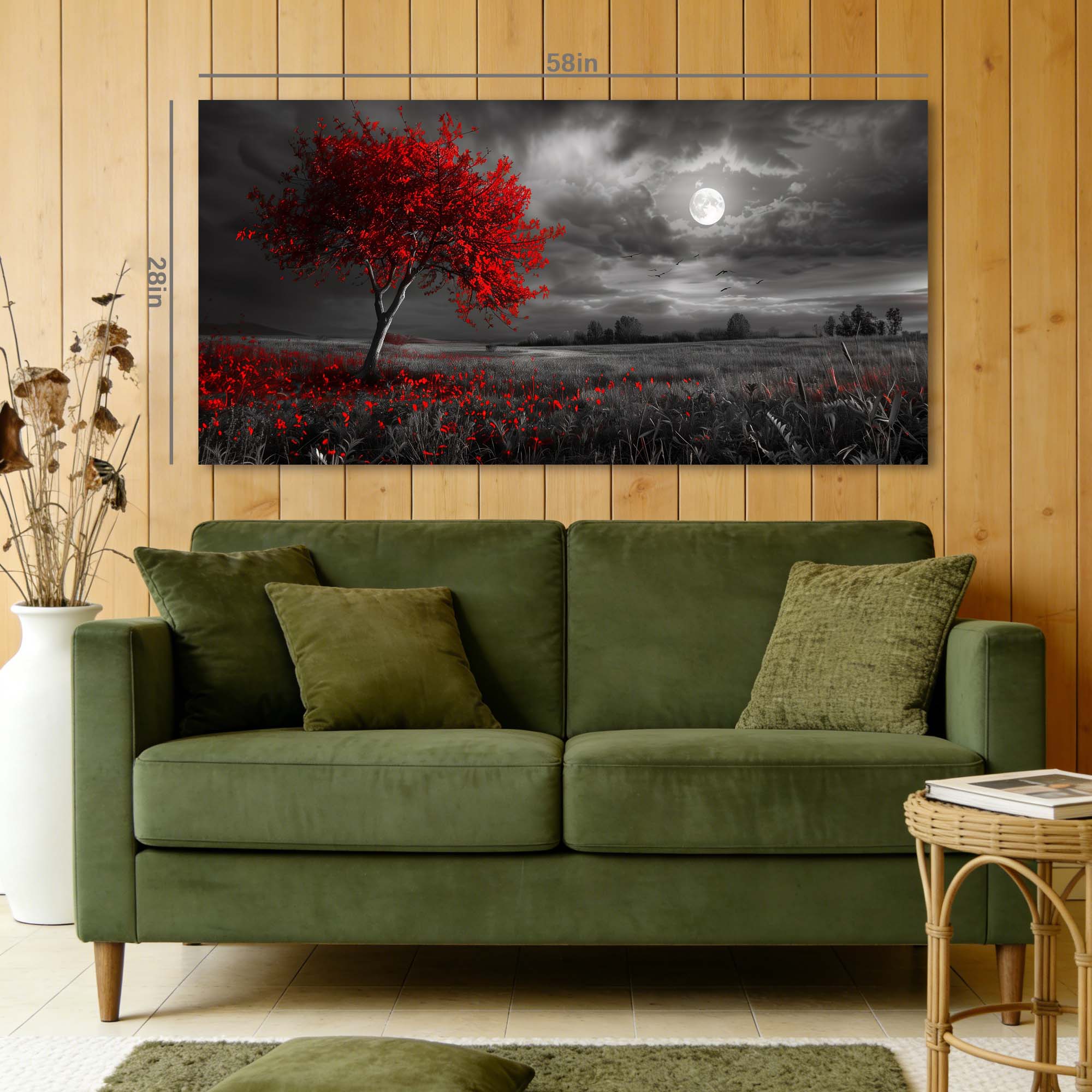 Red Floral Nature Wall Art Modern Canvas Painting Prints Artwork Office Hallway Bedroom Living Room Decor