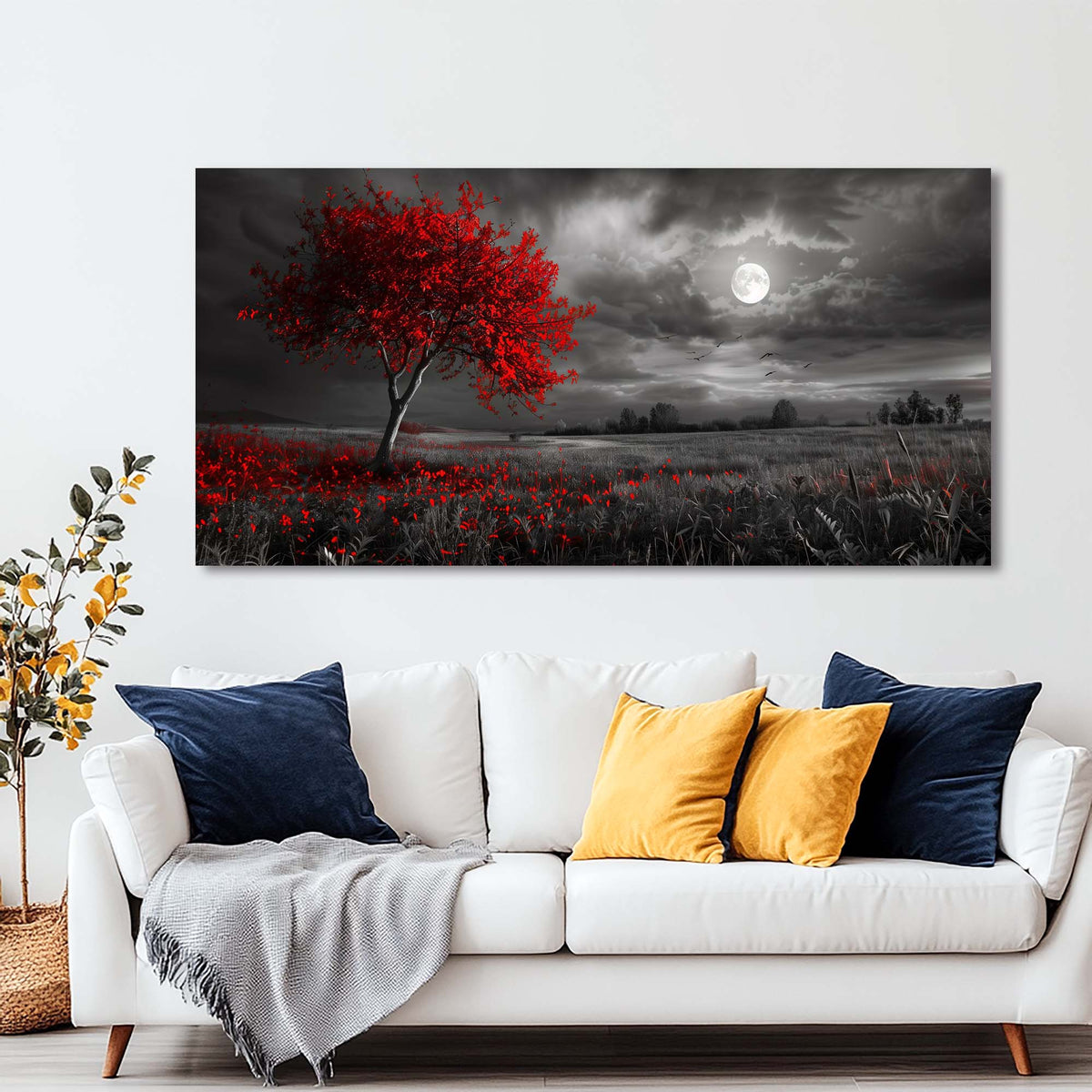 Red Floral Nature Wall Art Modern Canvas Painting Prints Artwork Office Hallway Bedroom Living Room Decor