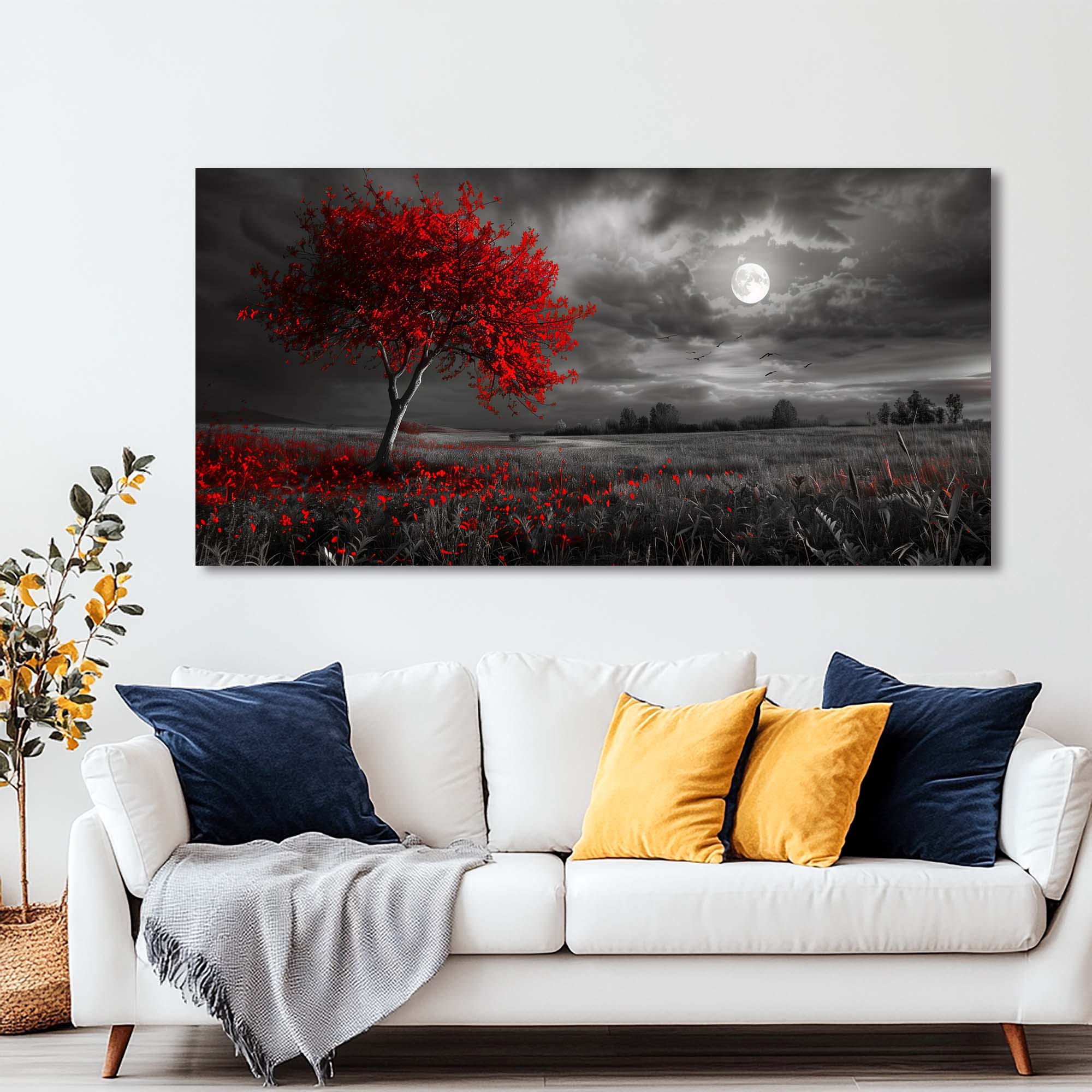 Red Floral Nature Wall Art Modern Canvas Painting Prints Artwork Office Hallway Bedroom Living Room Decor