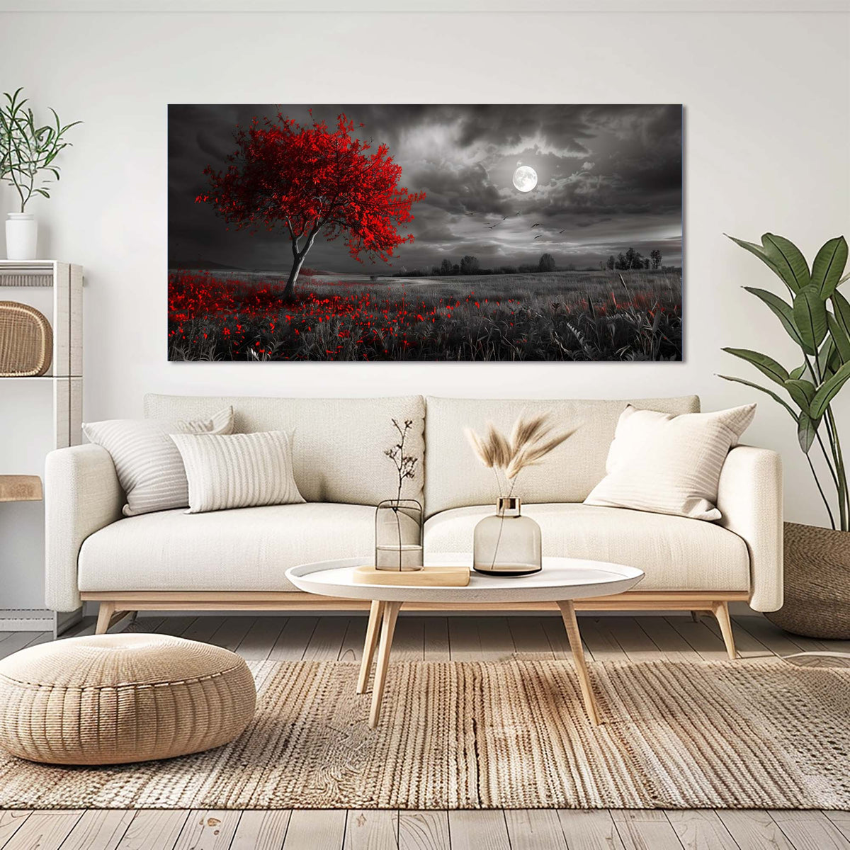 Red Floral Nature Wall Art Modern Canvas Painting Prints Artwork Office Hallway Bedroom Living Room Decor