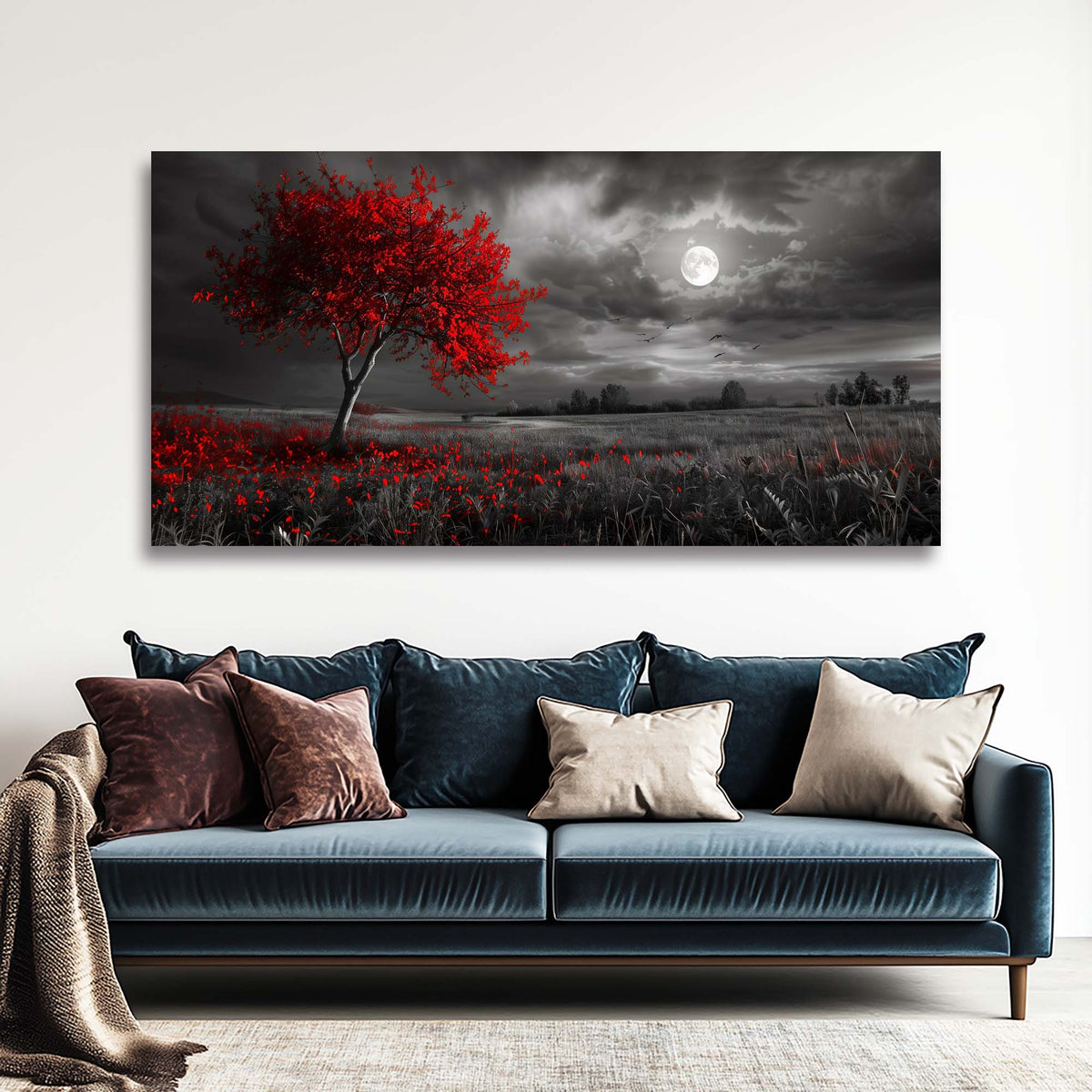 Red Floral Nature Wall Art Modern Canvas Painting Prints Artwork Office Hallway Bedroom Living Room Decor