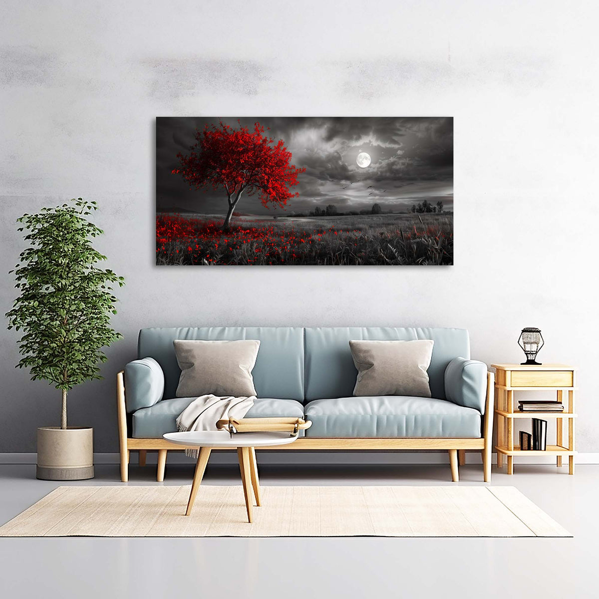 Red Floral Nature Wall Art Modern Canvas Painting Prints Artwork Office Hallway Bedroom Living Room Decor