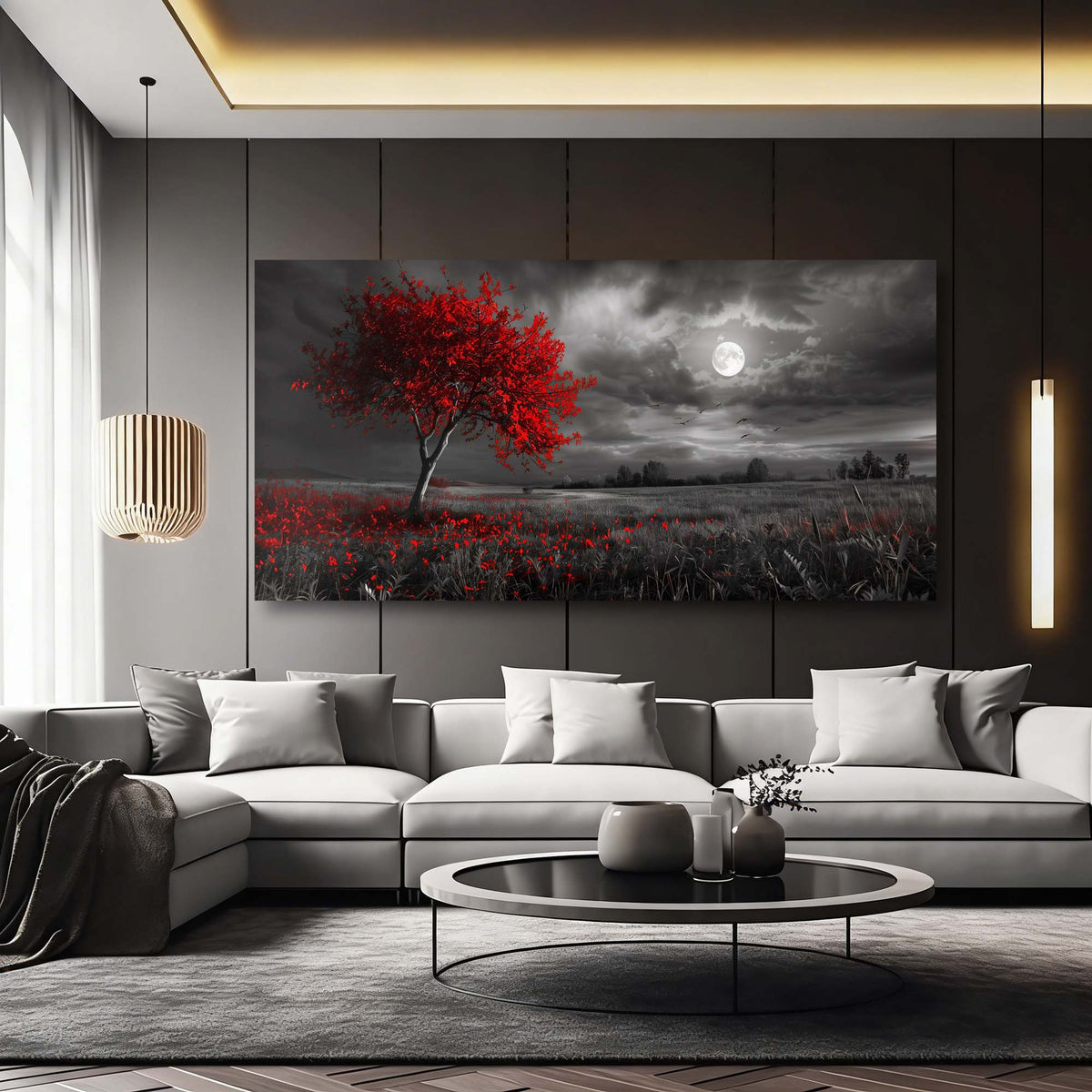 Red Floral Nature Wall Art Modern Canvas Painting Prints Artwork Office Hallway Bedroom Living Room Decor
