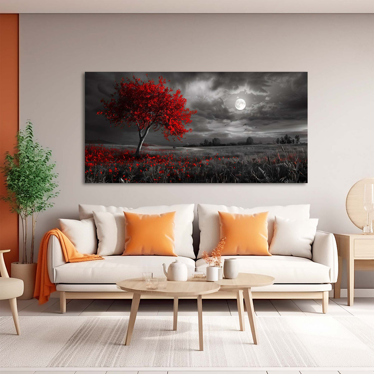 Red Floral Nature Wall Art Modern Canvas Painting Prints Artwork Office Hallway Bedroom Living Room Decor