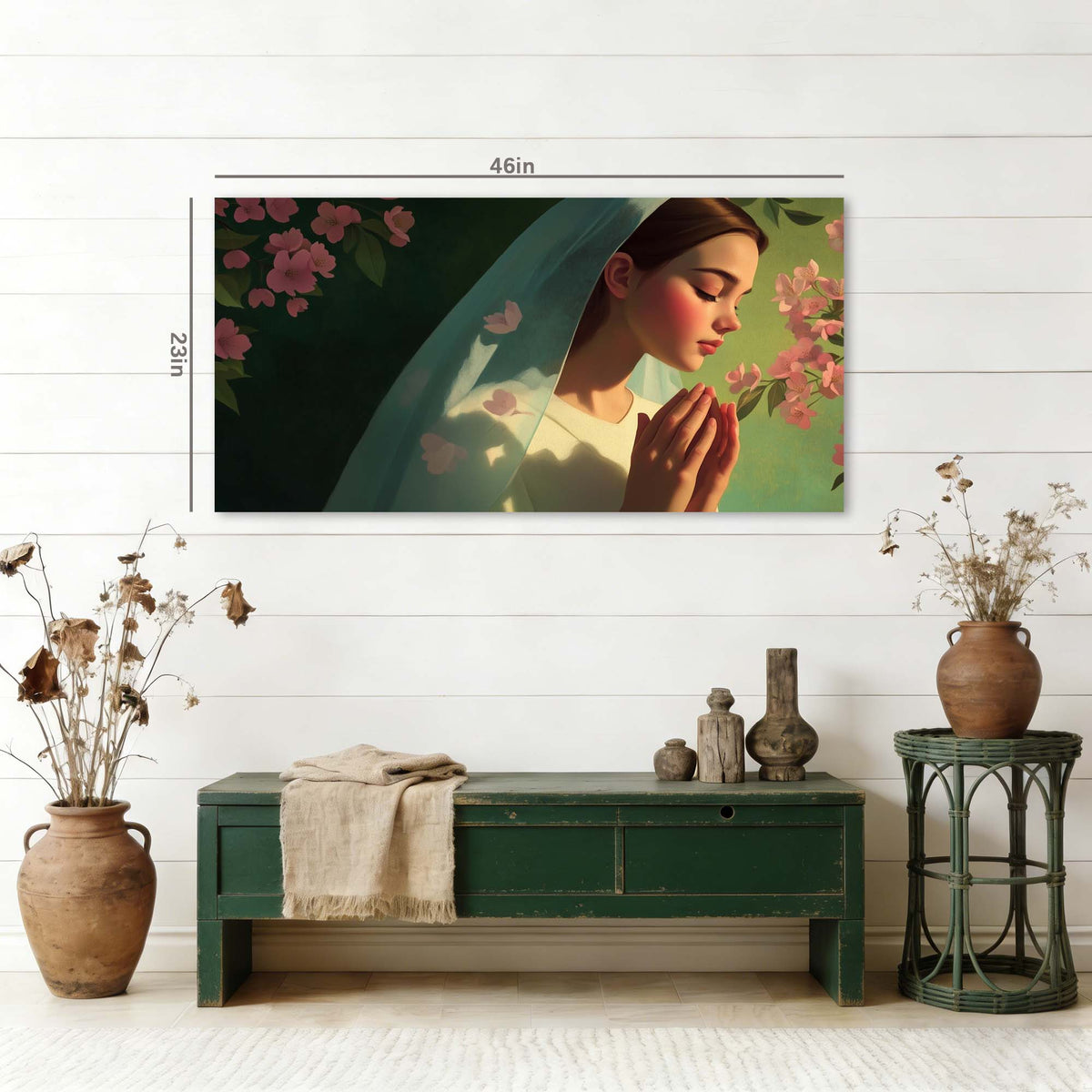 Green Pretty Religious Wall Art Canvas Painting Prints Artwor Office Bedroom Living Room Decor