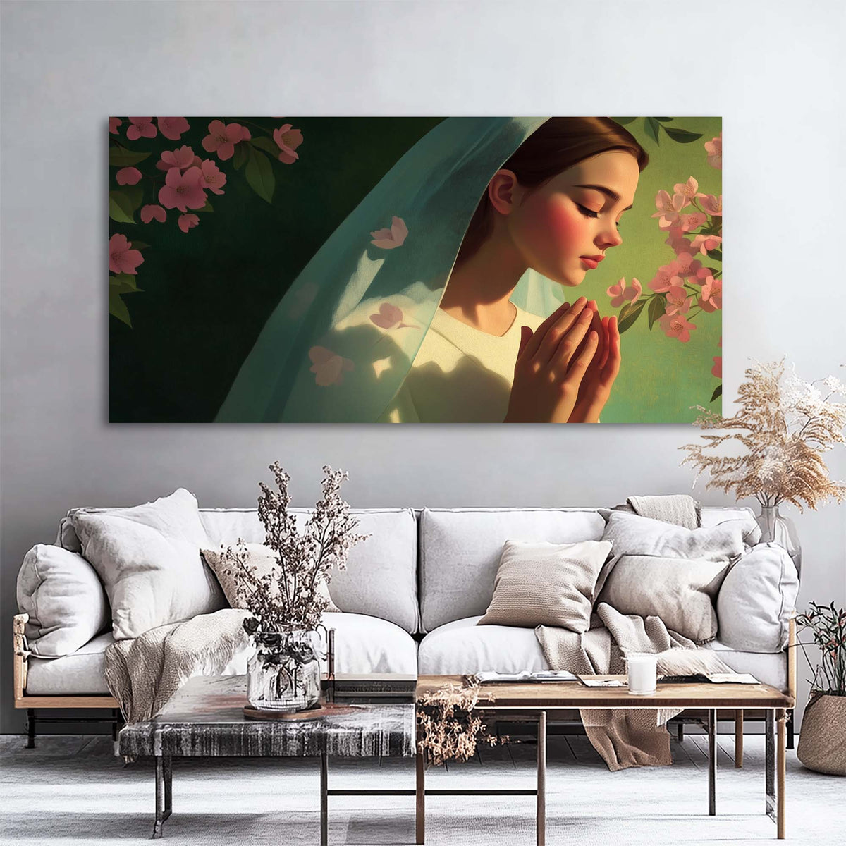 Green Pretty Religious Wall Art Canvas Painting Prints Artwor Office Bedroom Living Room Decor