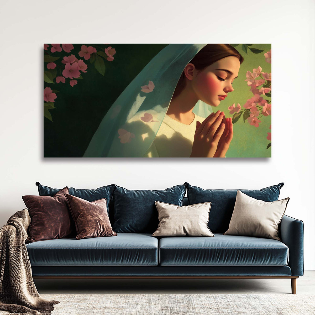 Green Pretty Religious Wall Art Canvas Painting Prints Artwor Office Bedroom Living Room Decor