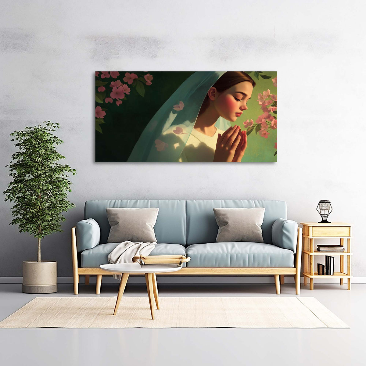 Green Pretty Religious Wall Art Canvas Painting Prints Artwor Office Bedroom Living Room Decor