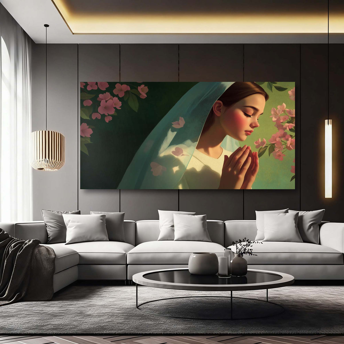 Green Pretty Religious Wall Art Canvas Painting Prints Artwor Office Bedroom Living Room Decor