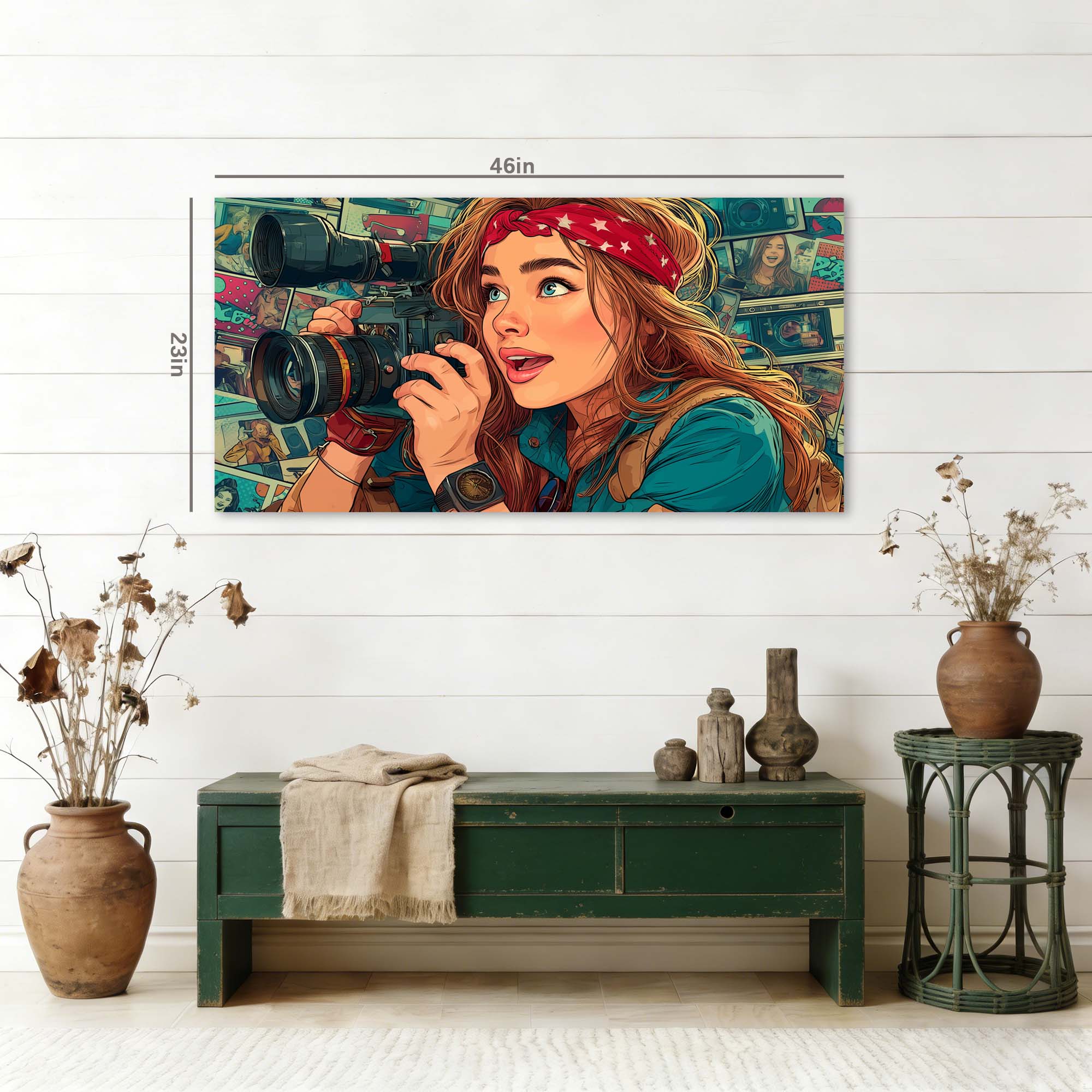Navy Blue Retro Vintage Wall Art Modern Canvas Painting Prints Artwork Office Hallway Bedroom Living Room Decor