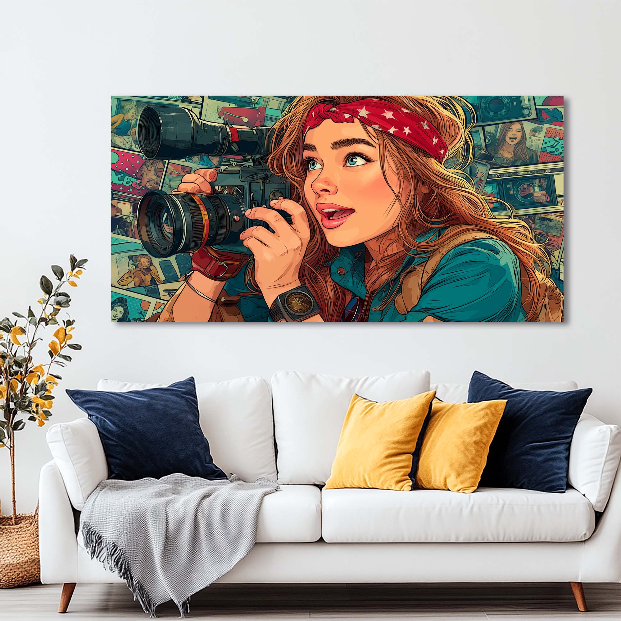 Navy Blue Retro Vintage Wall Art Modern Canvas Painting Prints Artwork Office Hallway Bedroom Living Room Decor