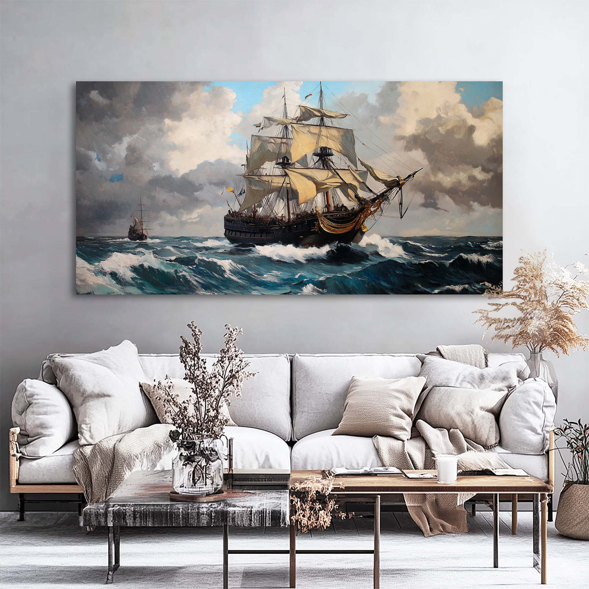 Khaki Nautical Nature Wall Art Modern Canvas Painting Prints Artwork Office Hallway Bedroom Living Room Decor