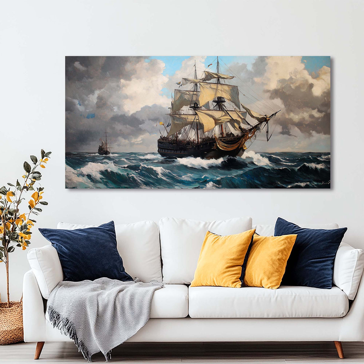 Khaki Nautical Nature Wall Art Modern Canvas Painting Prints Artwork Office Hallway Bedroom Living Room Decor