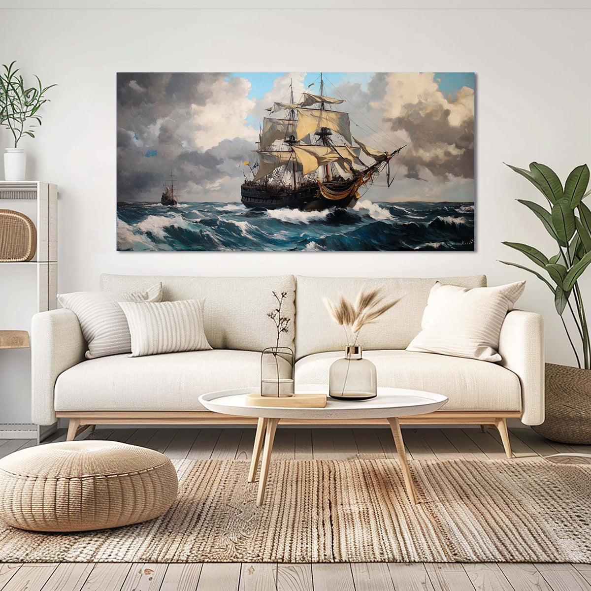 Khaki Nautical Nature Wall Art Modern Canvas Painting Prints Artwork Office Hallway Bedroom Living Room Decor