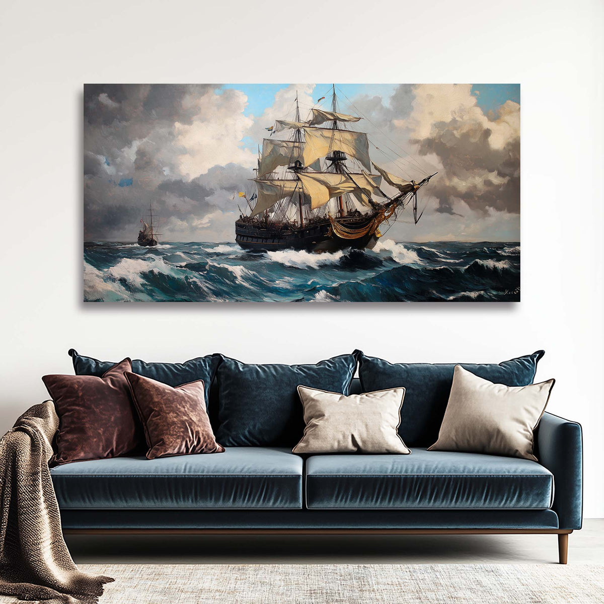 Khaki Nautical Nature Wall Art Modern Canvas Painting Prints Artwork Office Hallway Bedroom Living Room Decor