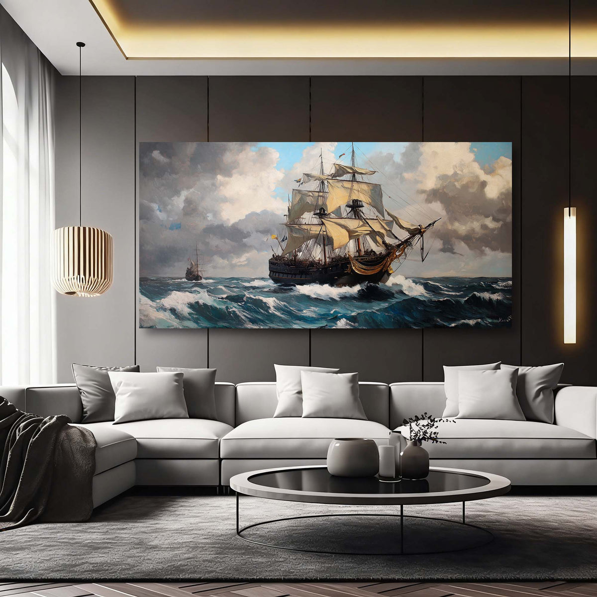 Khaki Nautical Nature Wall Art Modern Canvas Painting Prints Artwork Office Hallway Bedroom Living Room Decor
