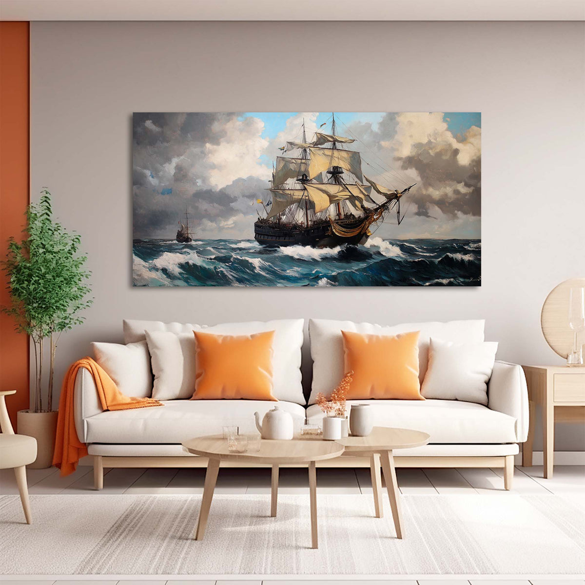 Khaki Nautical Nature Wall Art Modern Canvas Painting Prints Artwork Office Hallway Bedroom Living Room Decor