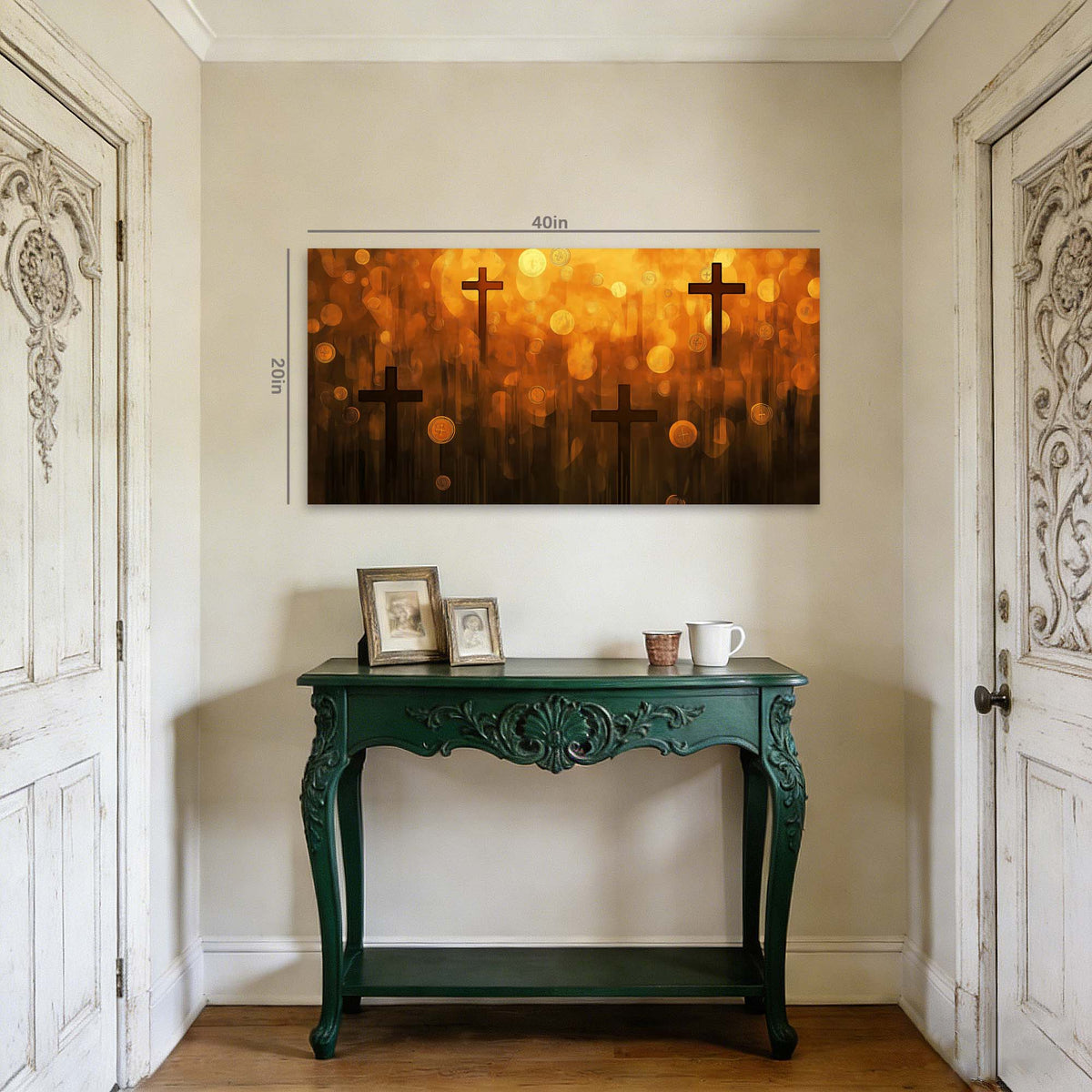 Navy Blue Abstract Religious Canvas Wall Art for Living Room Prints Artwork Bedroom Office Decor