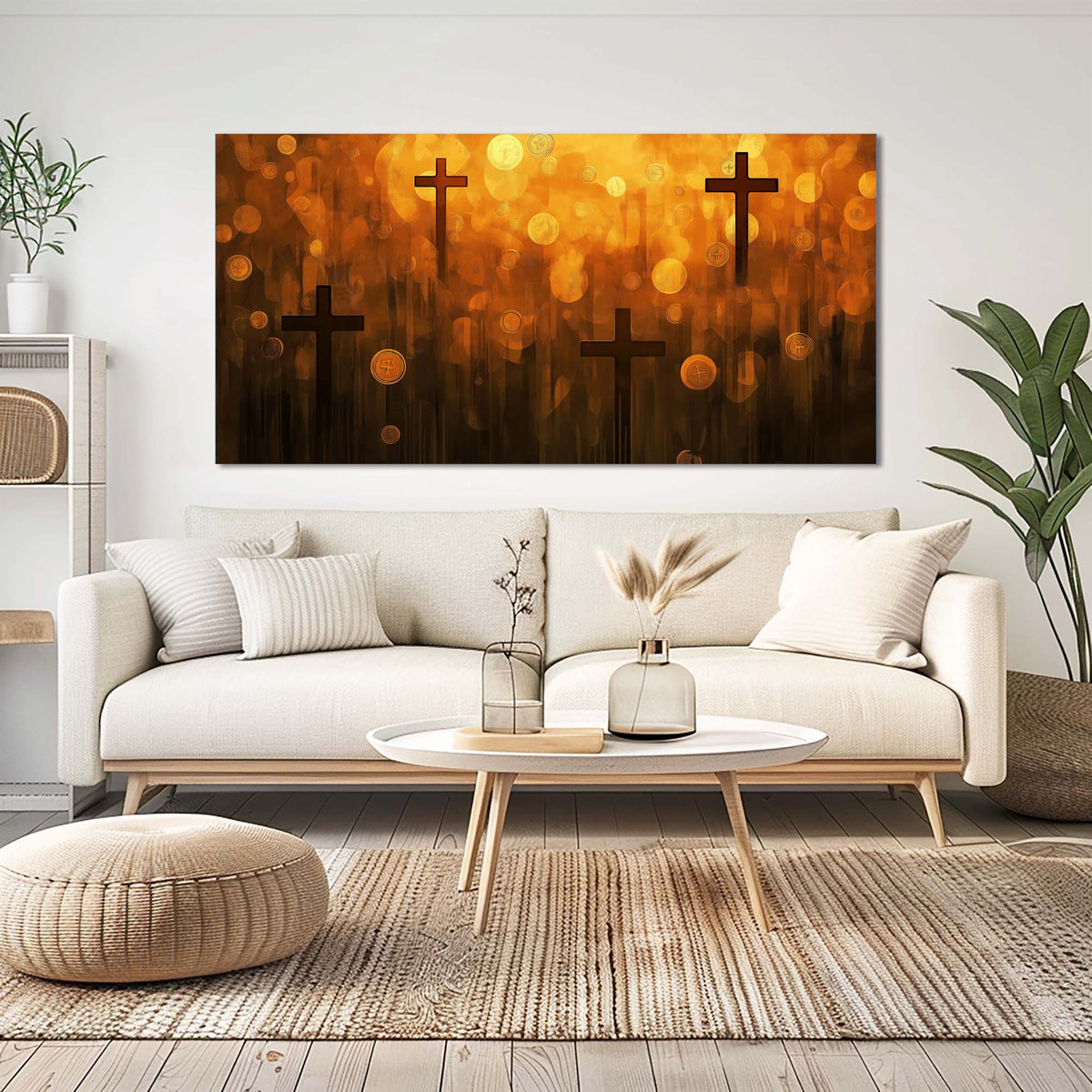 Navy Blue Abstract Religious Canvas Wall Art for Living Room Prints Artwork Bedroom Office Decor