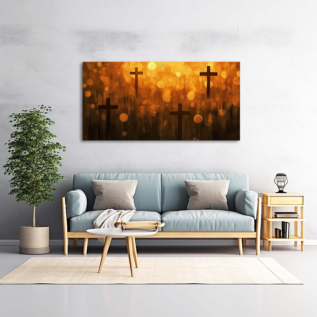 Navy Blue Abstract Religious Canvas Wall Art for Living Room Prints Artwork Bedroom Office Decor