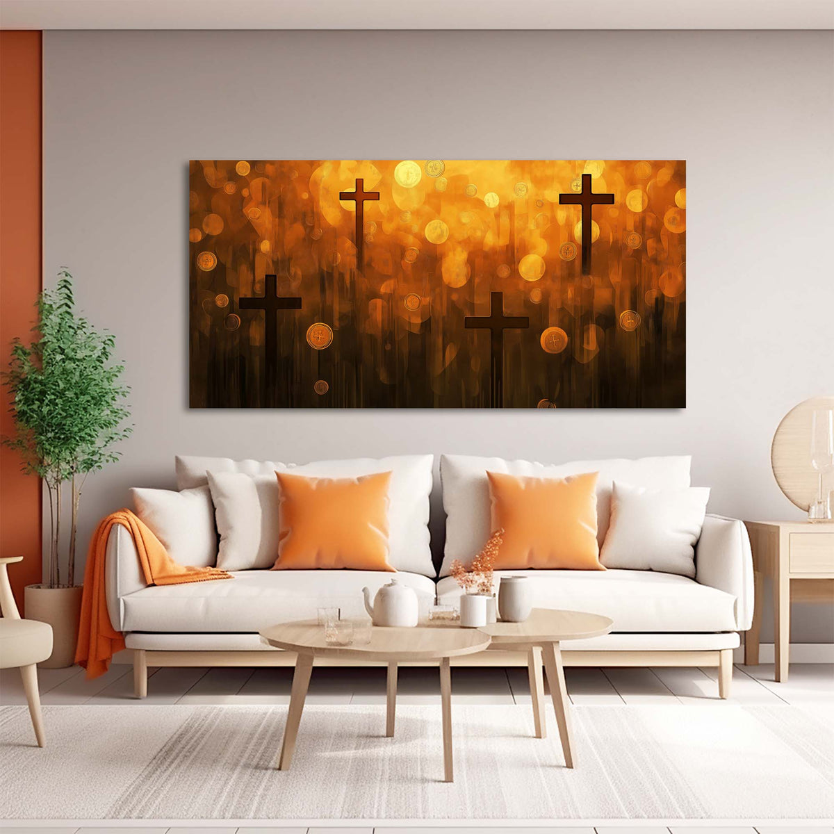 Navy Blue Abstract Religious Canvas Wall Art for Living Room Prints Artwork Bedroom Office Decor
