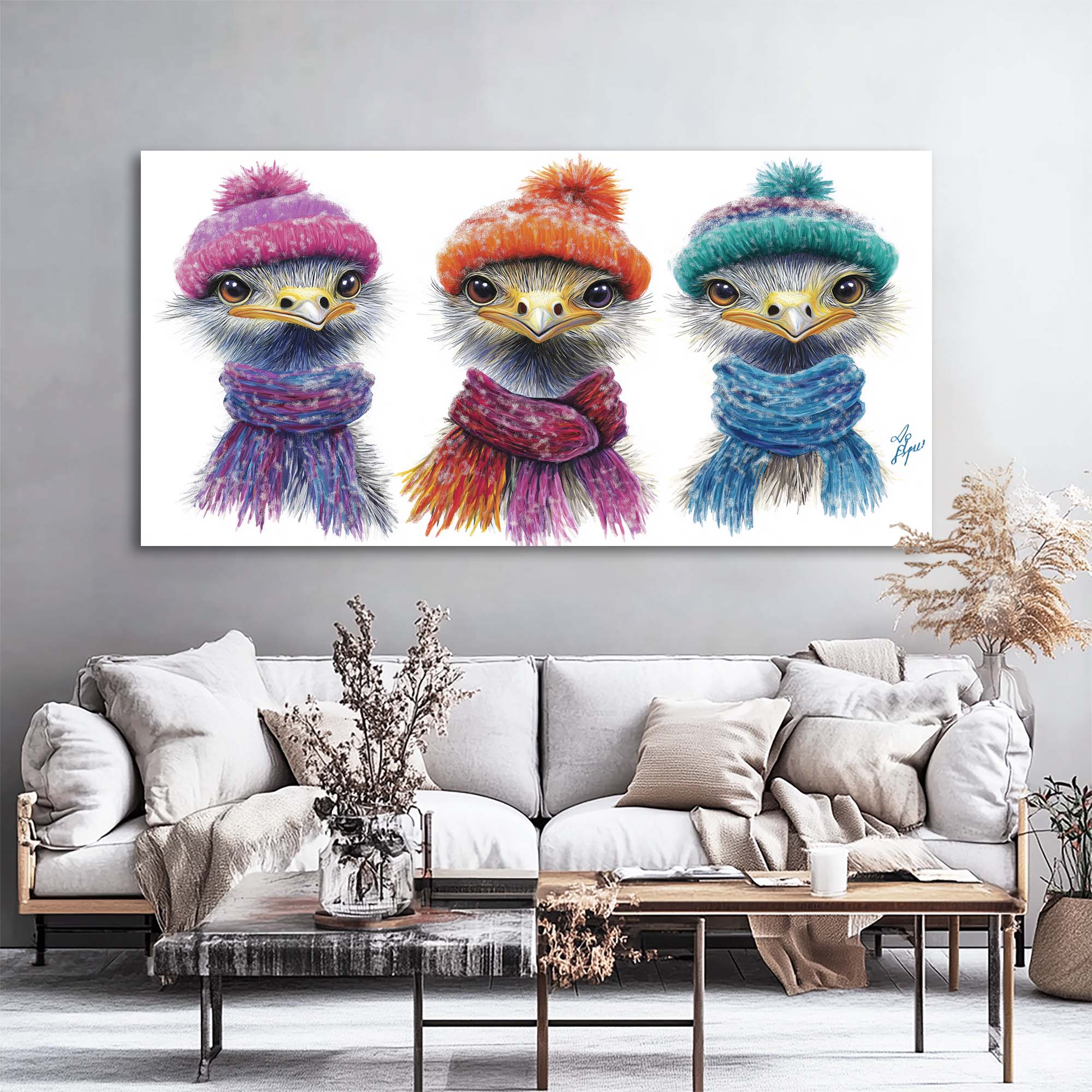 Navy Blue Pretty Birds Wall Art Modern Canvas Painting Prints Artwork Office Hallway Bedroom Living Room Decor