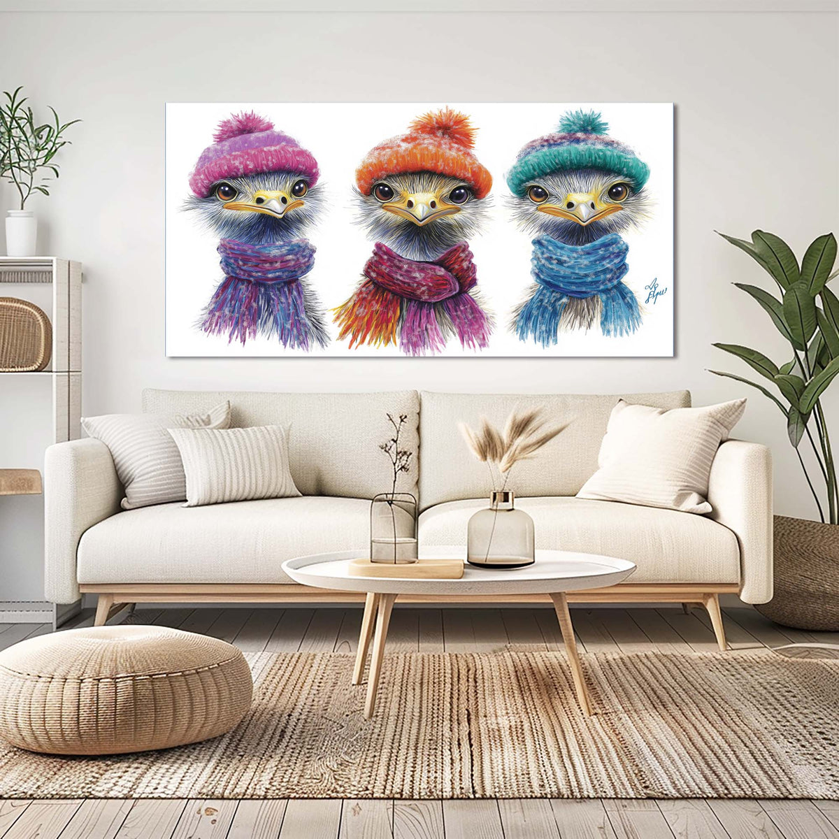 Navy Blue Pretty Birds Wall Art Modern Canvas Painting Prints Artwork Office Hallway Bedroom Living Room Decor