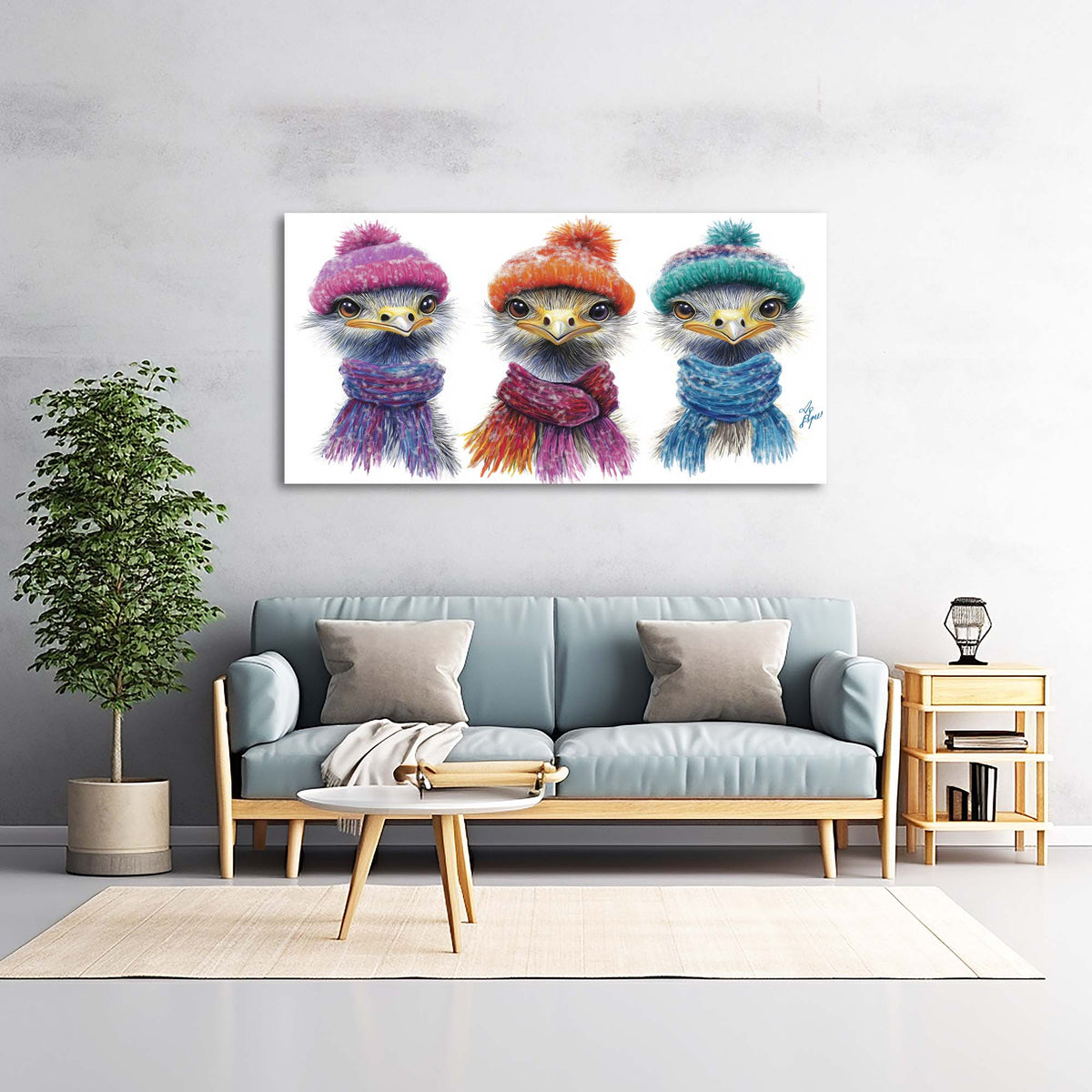 Navy Blue Pretty Birds Wall Art Modern Canvas Painting Prints Artwork Office Hallway Bedroom Living Room Decor