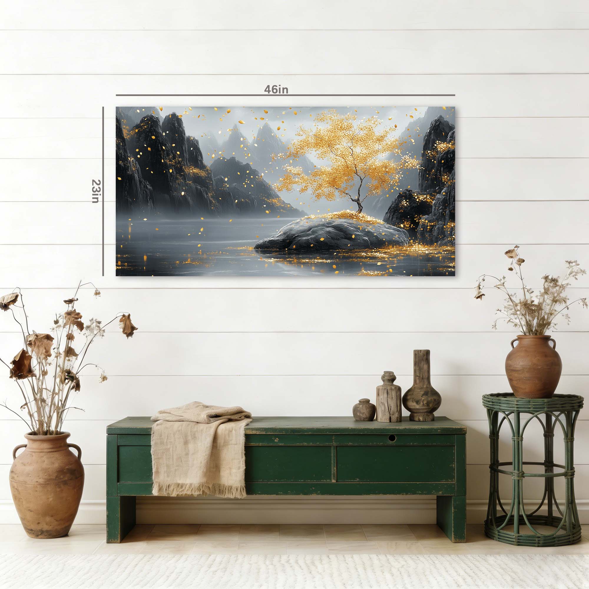 Gold Fantasy Nature Wall Art Canvas Painting Prints Artwor Office Bedroom Living Room Decor