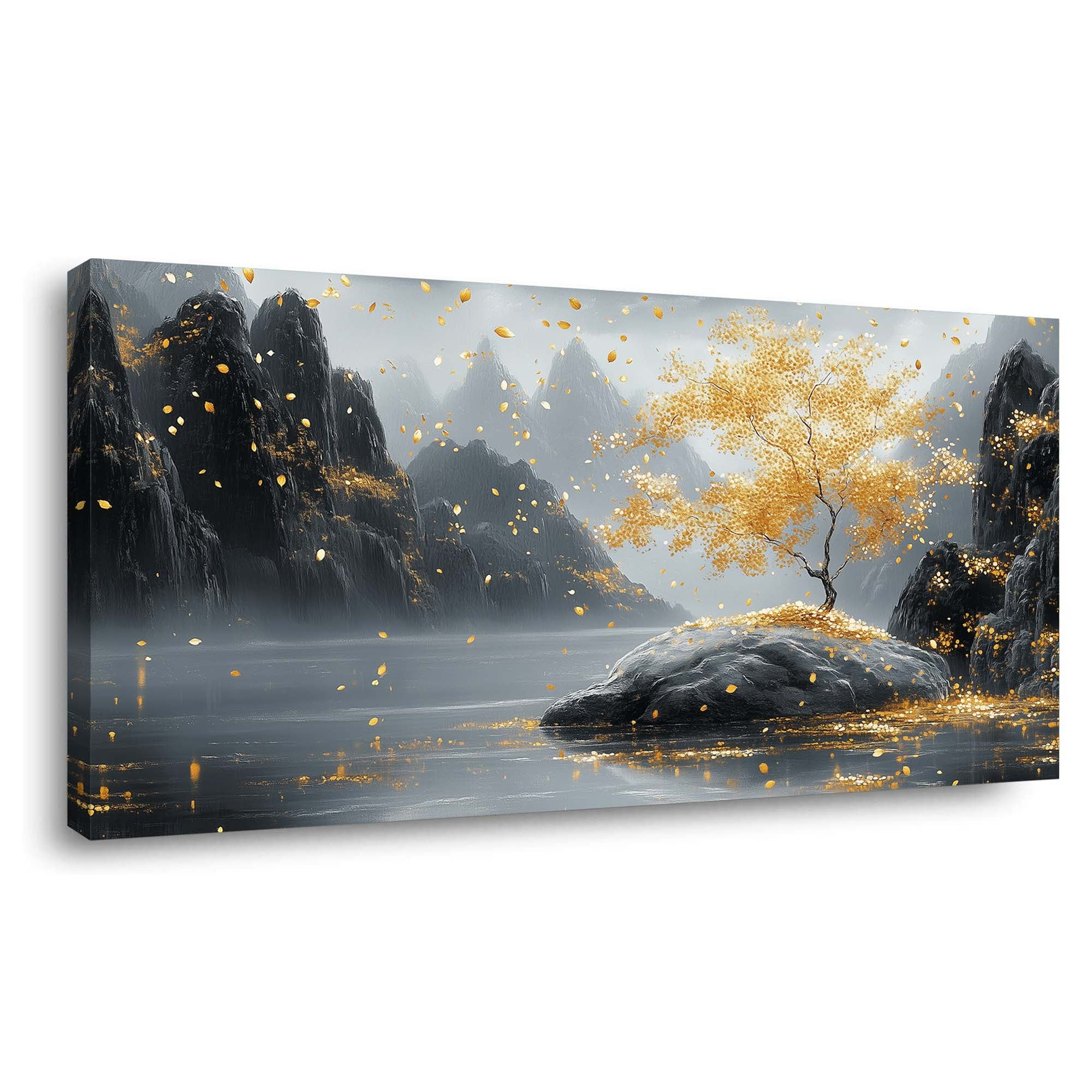 Gold Fantasy Nature Wall Art Canvas Painting Prints Artwor Office Bedroom Living Room Decor