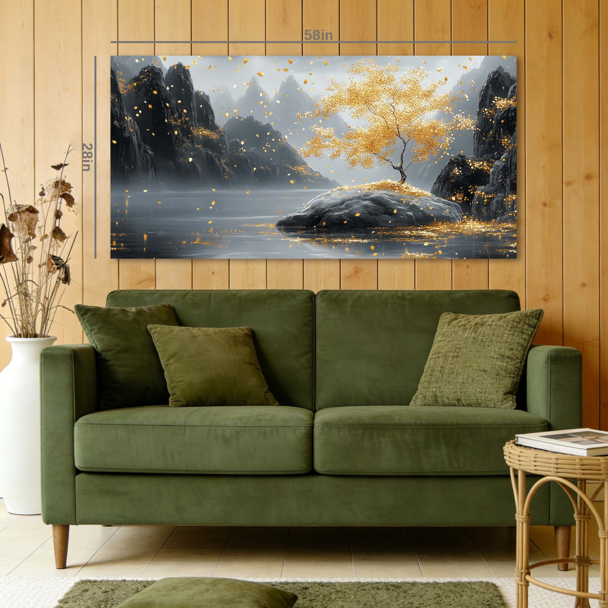 Gold Fantasy Nature Wall Art Canvas Painting Prints Artwor Office Bedroom Living Room Decor