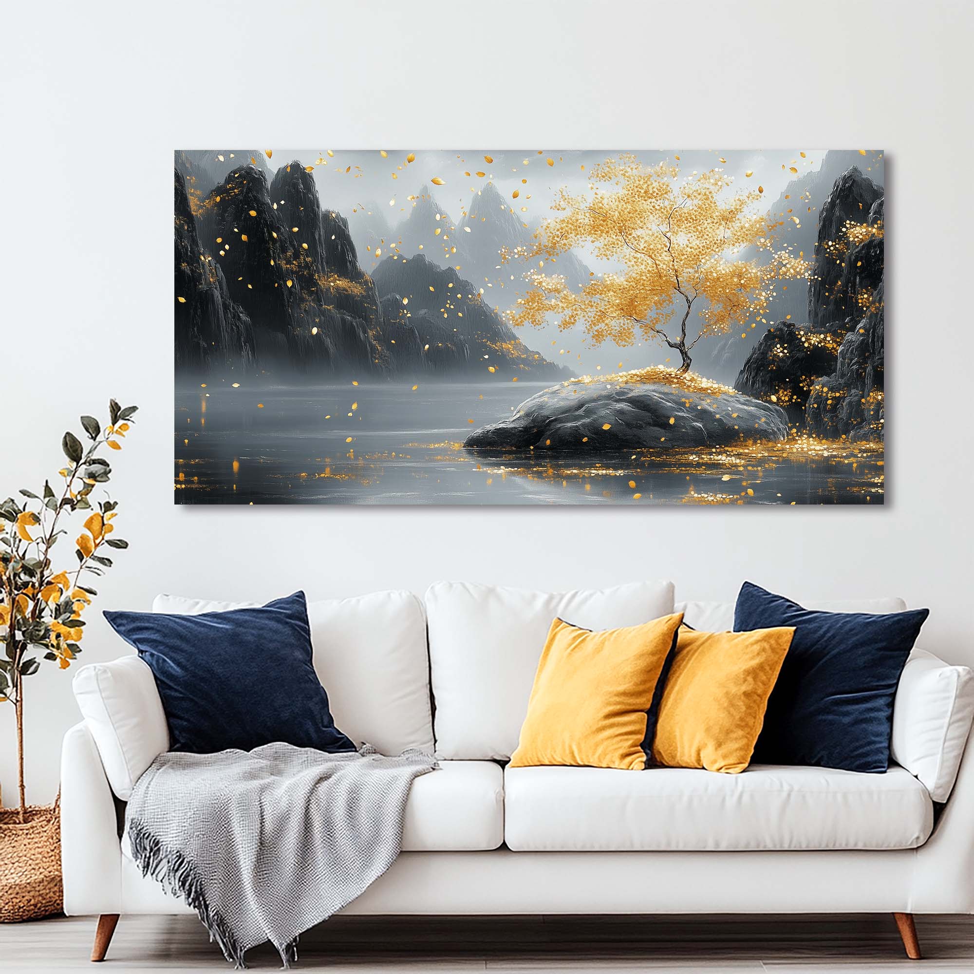 Gold Fantasy Nature Wall Art Canvas Painting Prints Artwor Office Bedroom Living Room Decor