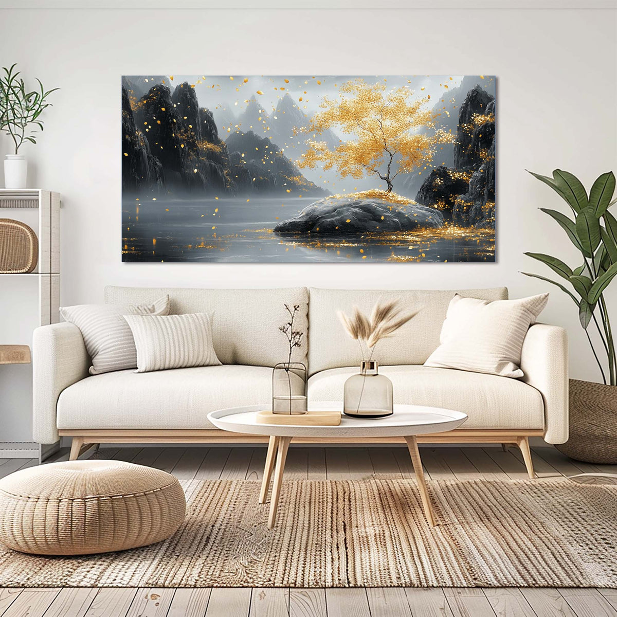 Gold Fantasy Nature Wall Art Canvas Painting Prints Artwor Office Bedroom Living Room Decor