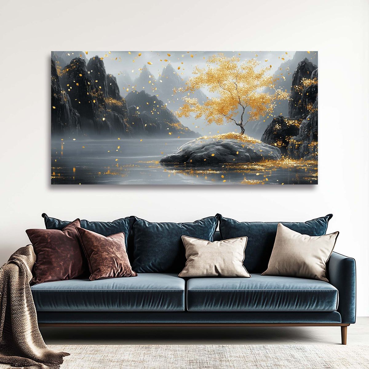 Gold Fantasy Nature Wall Art Canvas Painting Prints Artwor Office Bedroom Living Room Decor