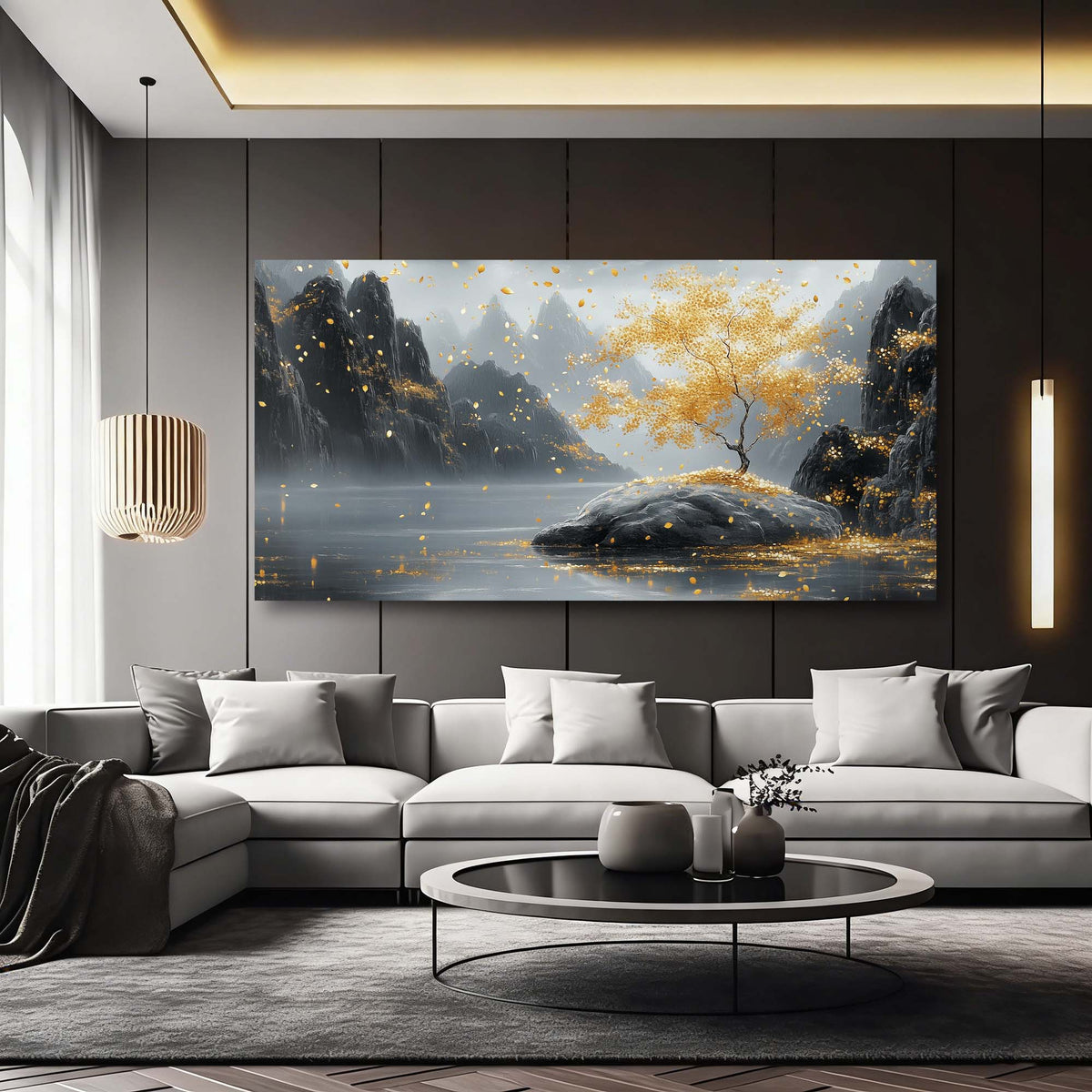Gold Fantasy Nature Wall Art Canvas Painting Prints Artwor Office Bedroom Living Room Decor